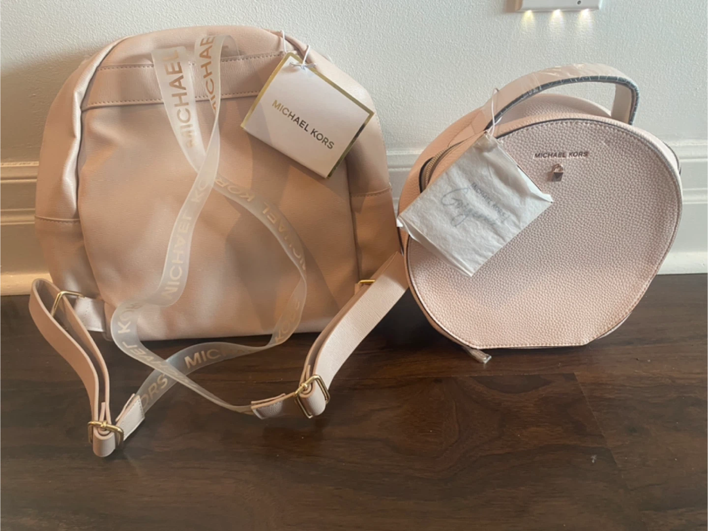 Michael Kors Pink Faux Leather Backpack and Train Case Set - photo 2