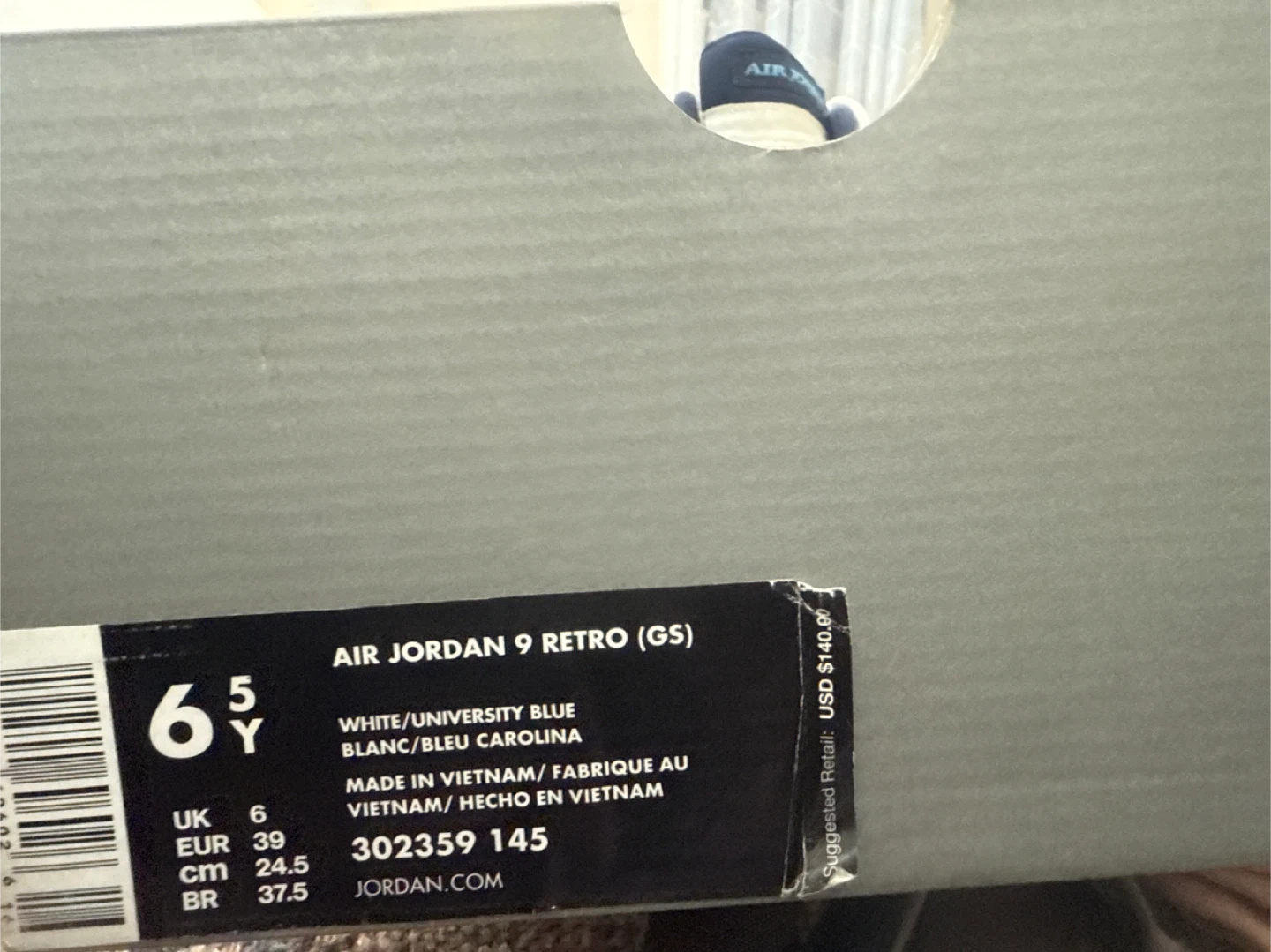 Air Jordan 9 Retro (GS) White/University Blue - photo 3