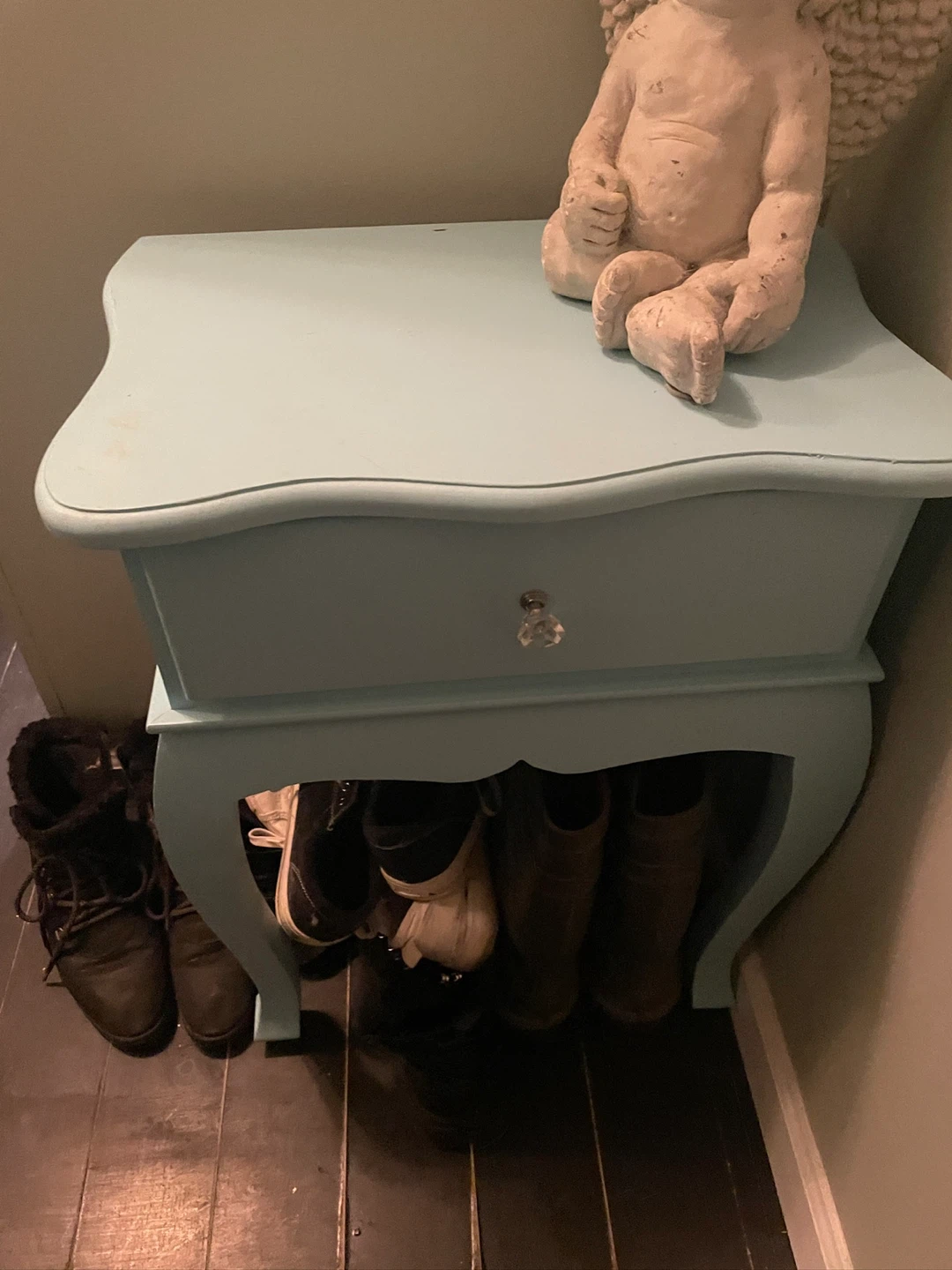 Light Blue Accent Table with Drawer