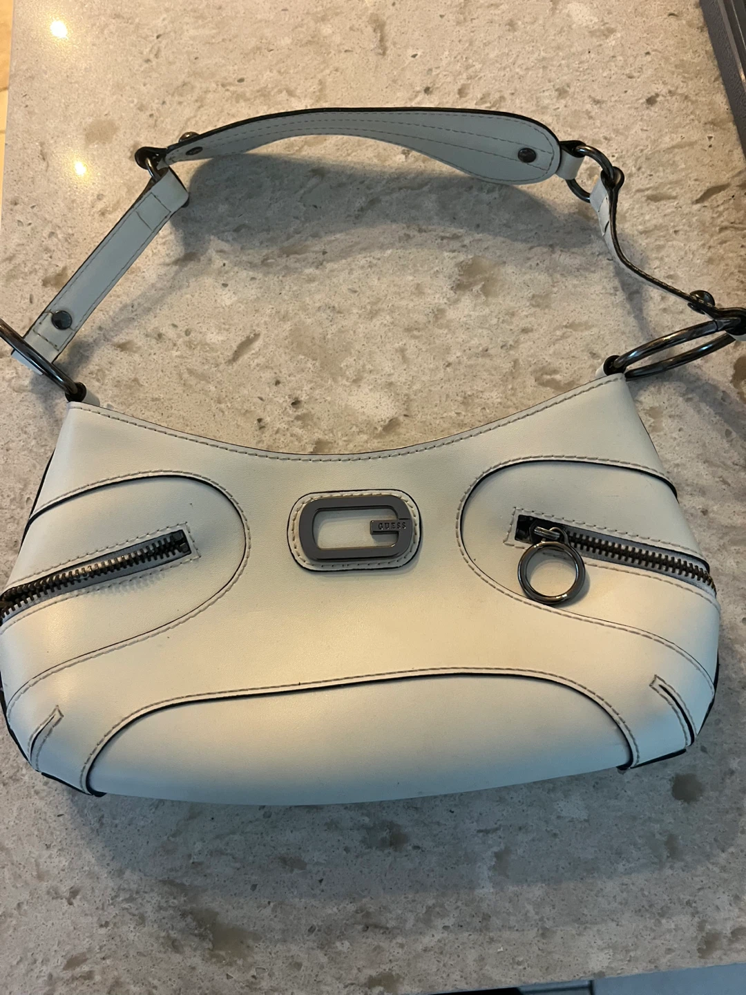 Cream leather Guess Shoulder Bag
