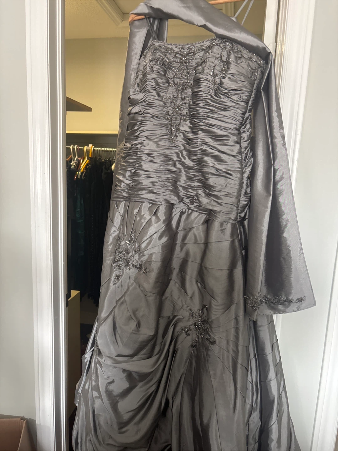 Amanda-Lina's Sposa Boutique Silver Beaded Formal Dress Size 16