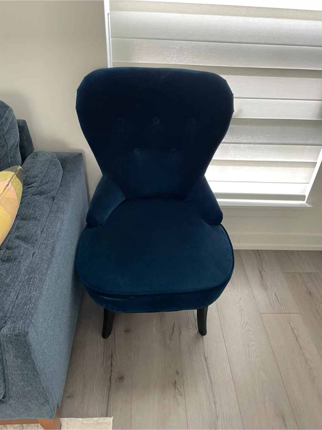 IKEA Dark Blue Velvet Accent Chair