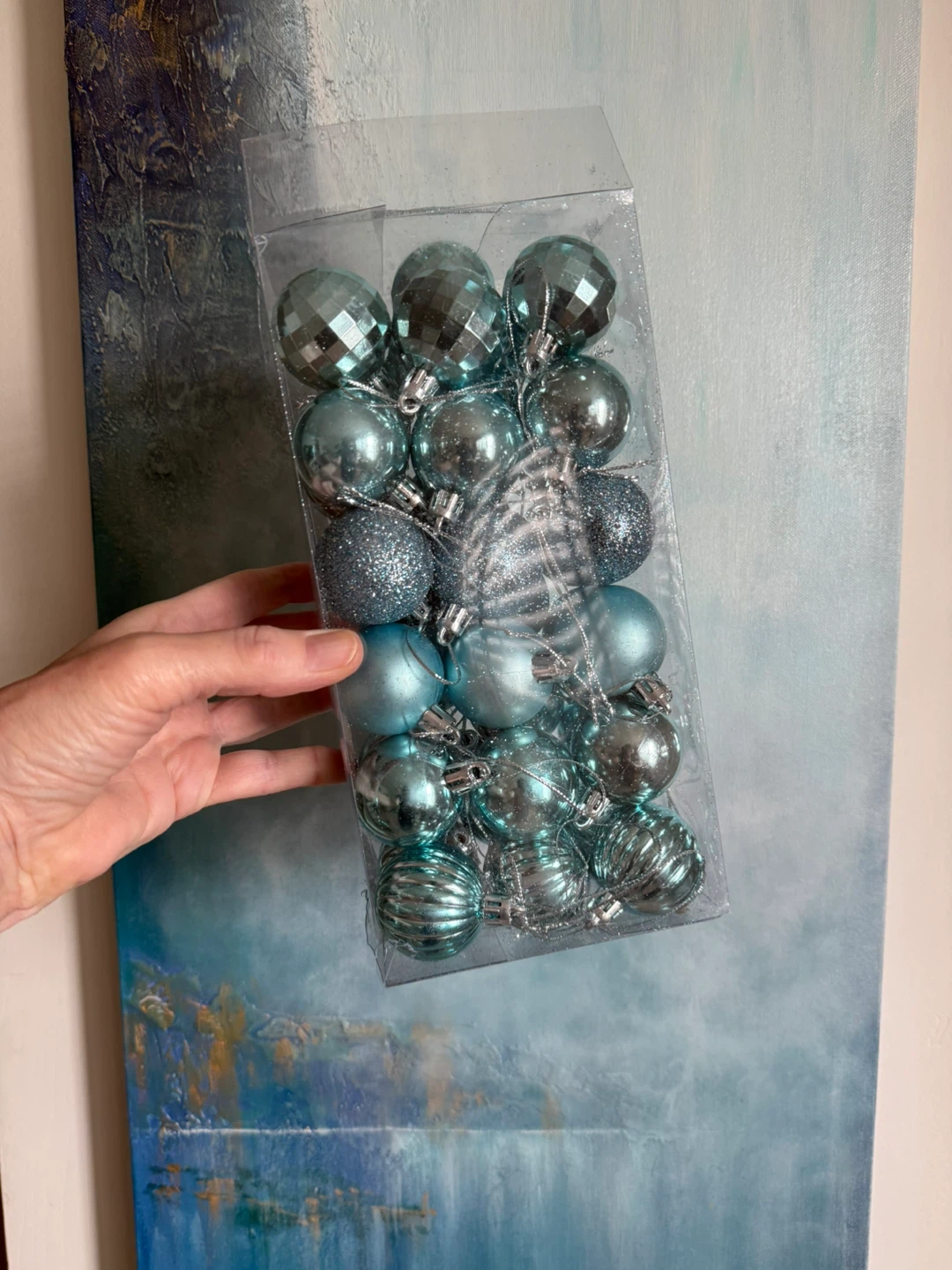Set of 20 Light Blue Christmas Ornaments