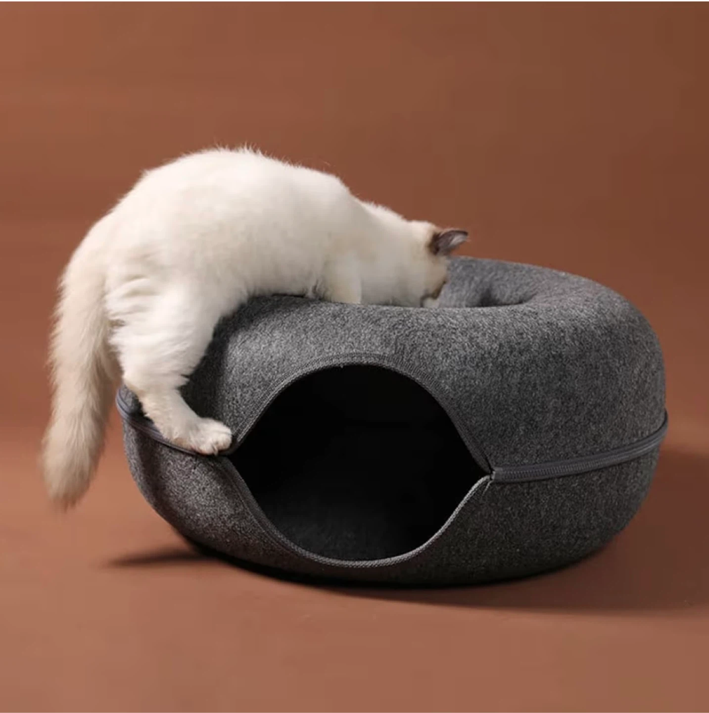 Donut Cat Bed - Grey