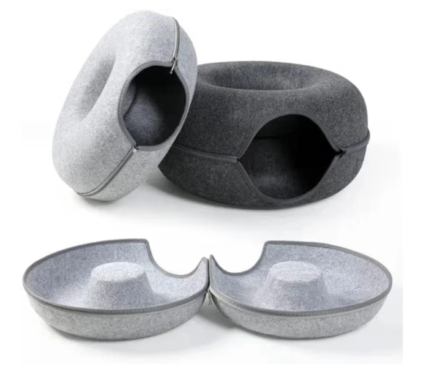 Donut Cat Bed - Grey - photo 3