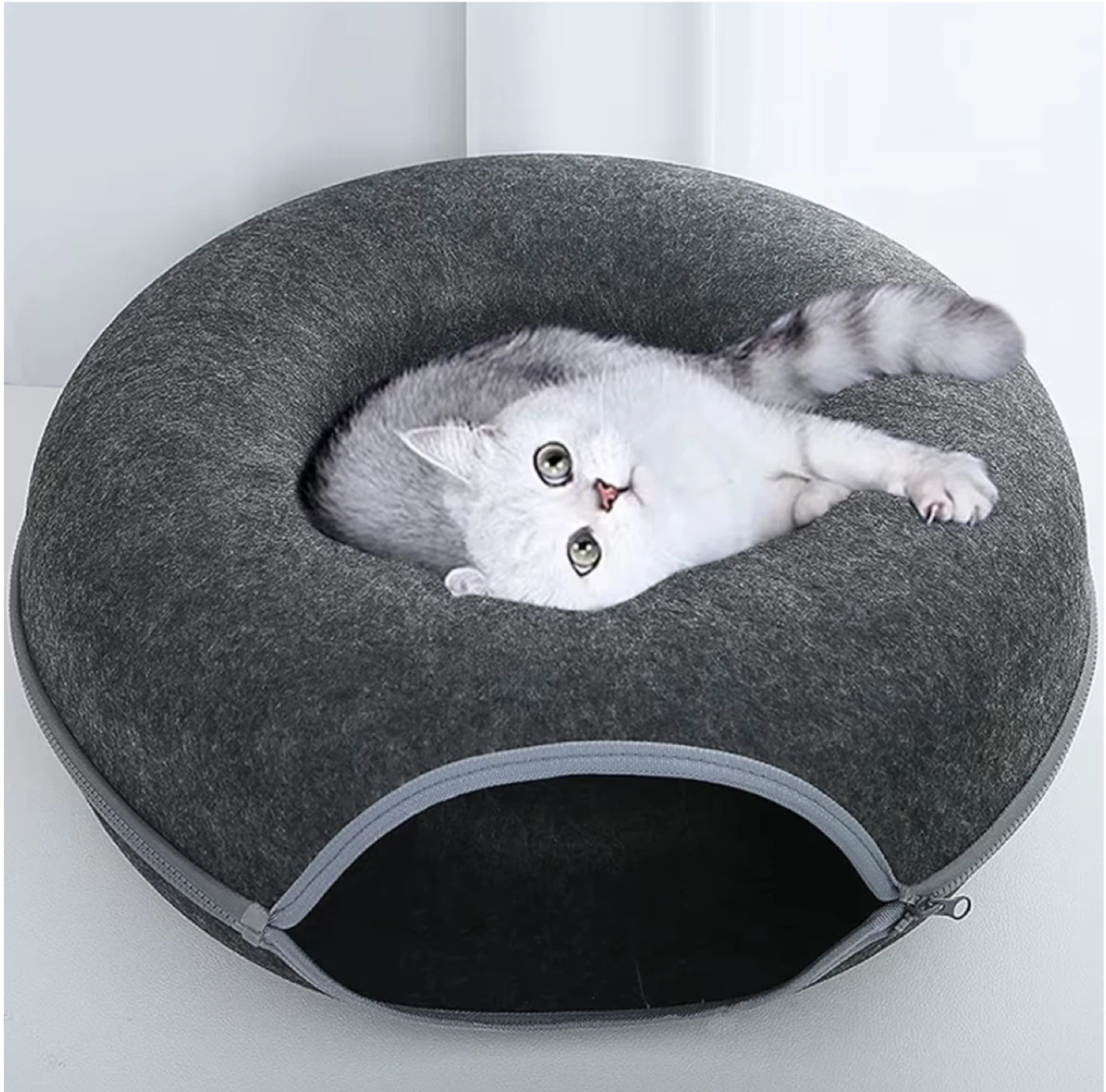 Donut Cat Bed - Grey - photo 2