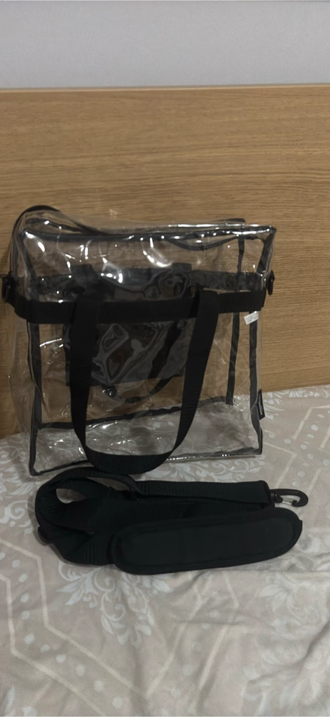 Clear Tote Bag with Black Straps & Detachable Shoulder Strap