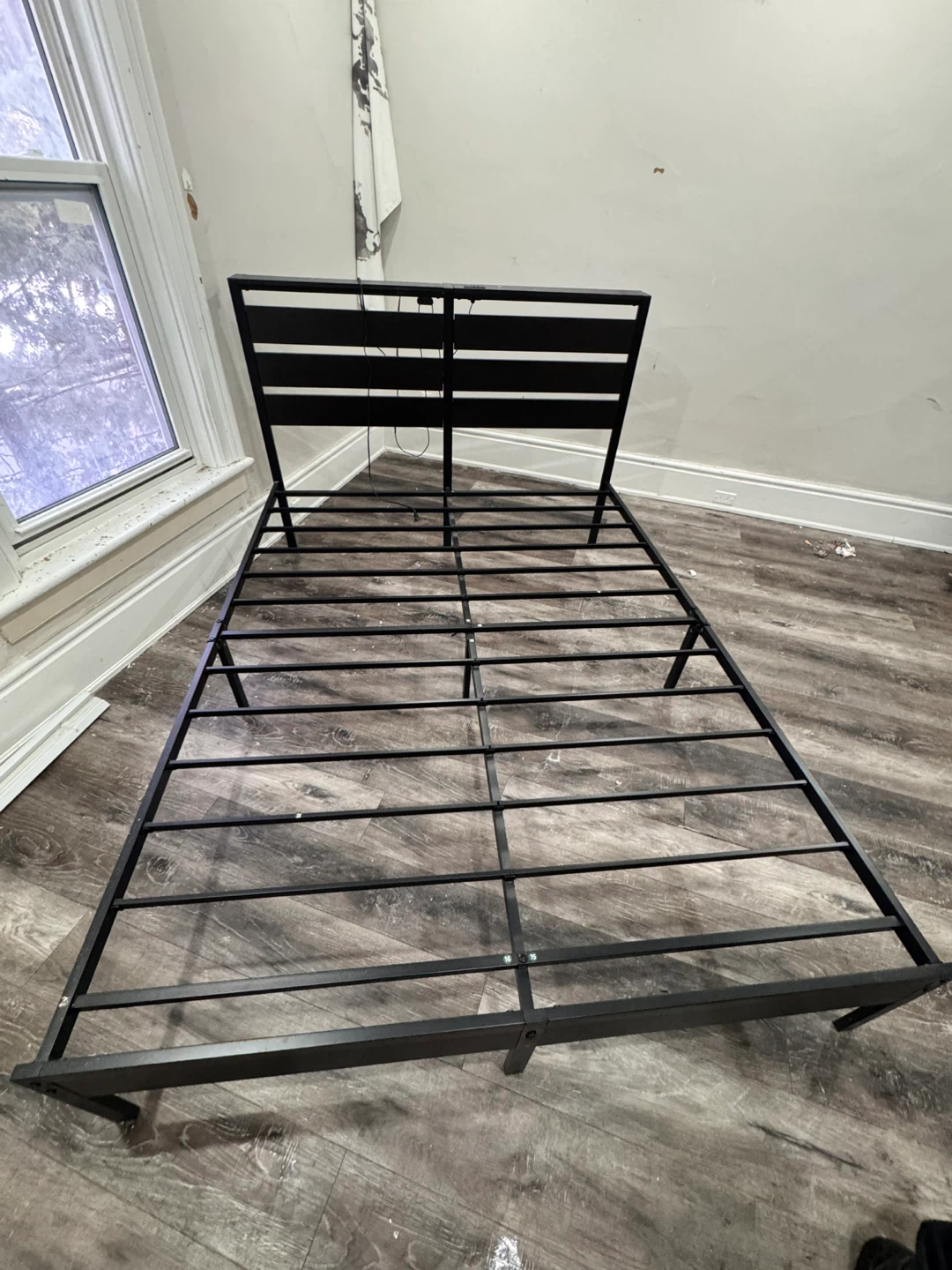 Queen Metal Bed Frame with Headboard and USB Ports