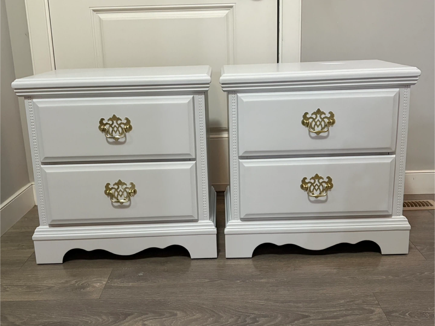 2-Drawer Nightstands with Gold Hardware (Set of 2)