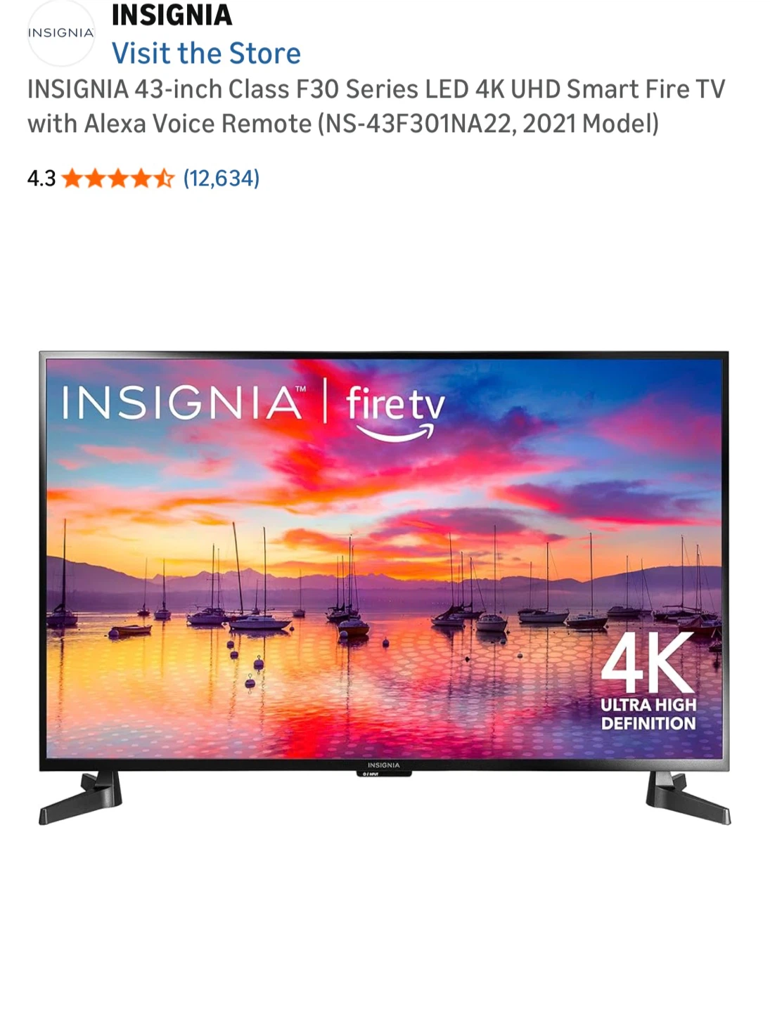 Insignia 43-inch Class F30 Series 4K UHD Smart Fire TV