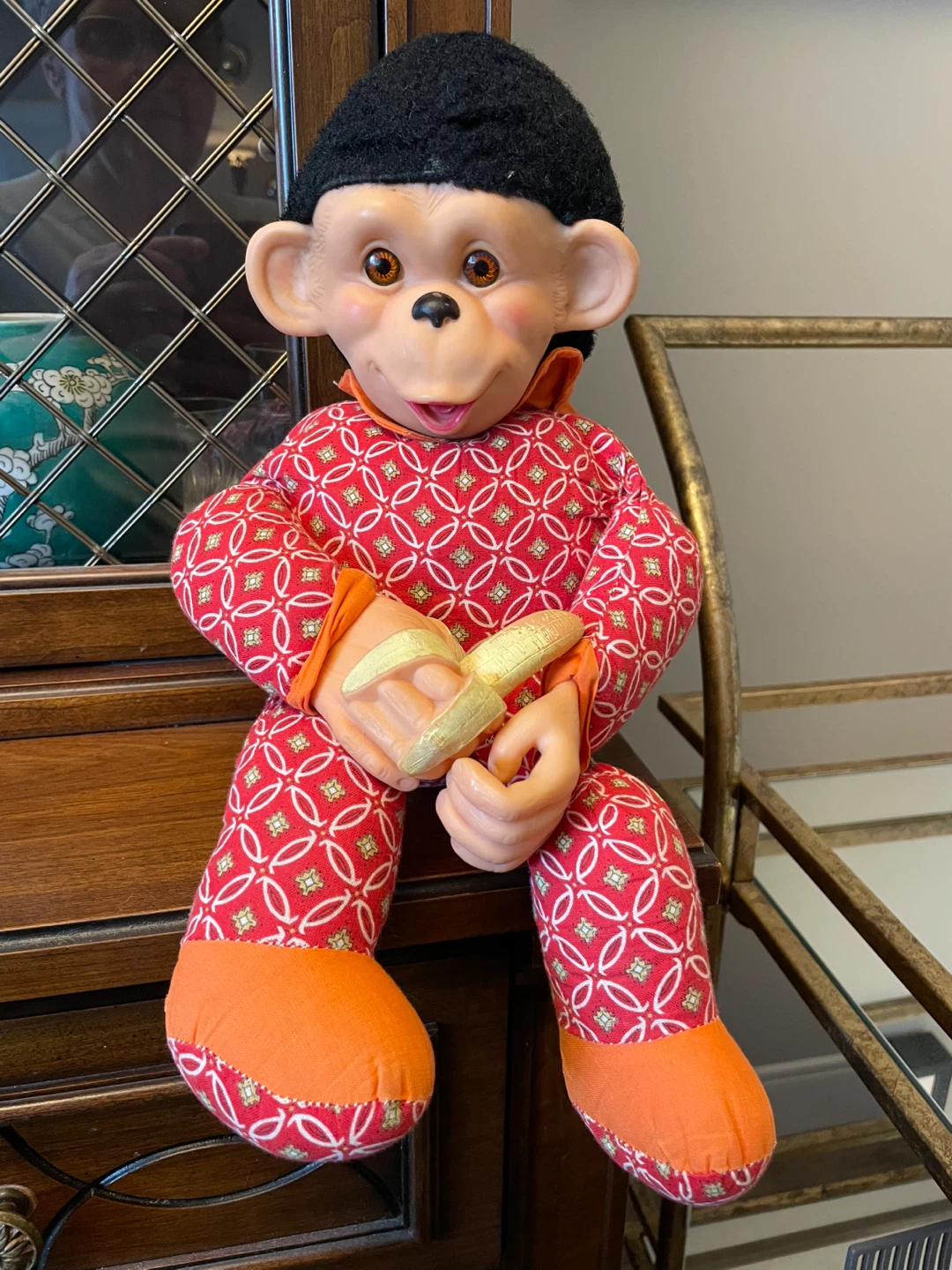 Vintage 1960’s Plush Monkey with Banana Toy