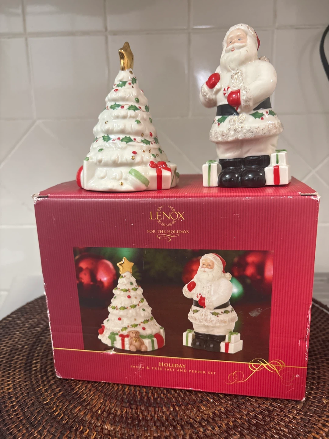 Lenox Holiday Santa & Tree Salt and Pepper Shaker Set