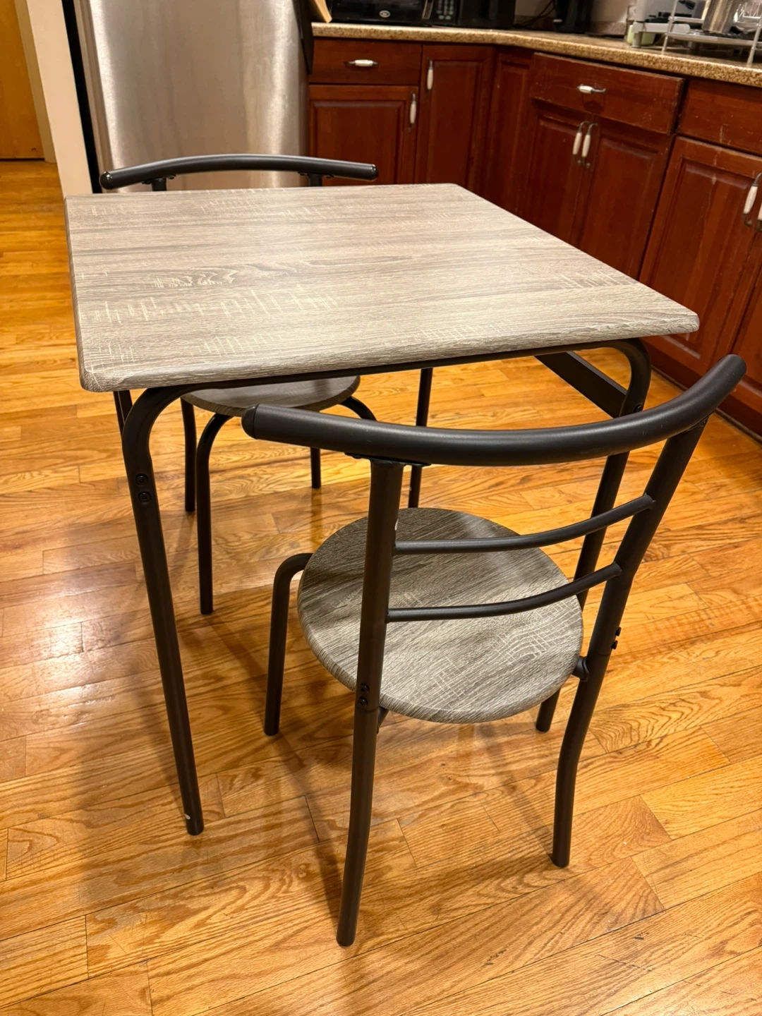VECELO 3 Piece Dining Table & Chairs Set - Grey - photo 3