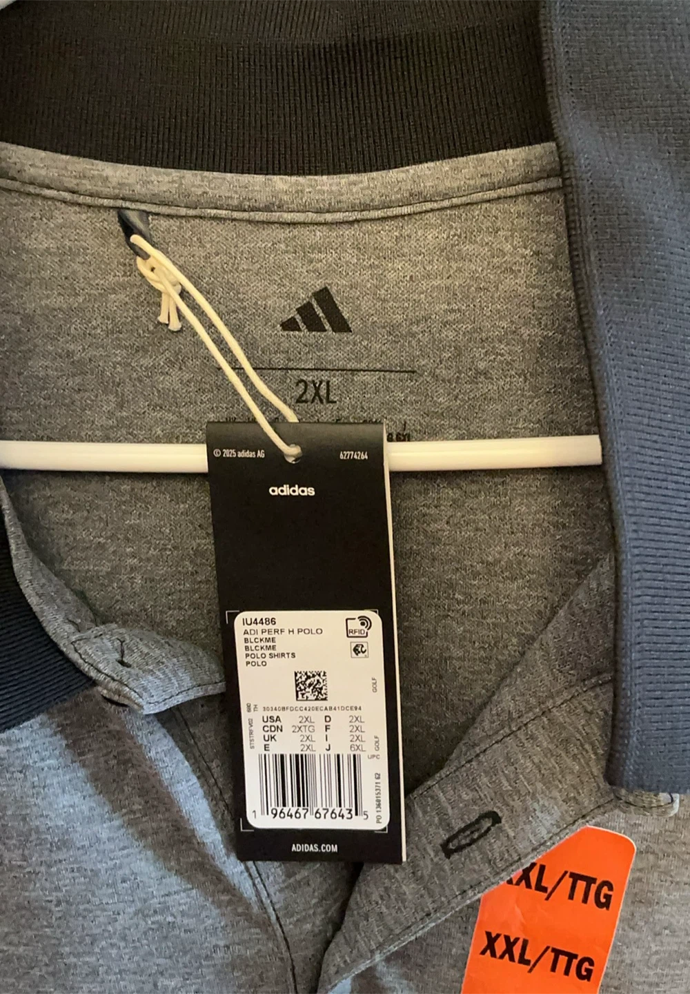 Adidas Men's Grey Polo Shirt - Size 2XL - photo 3