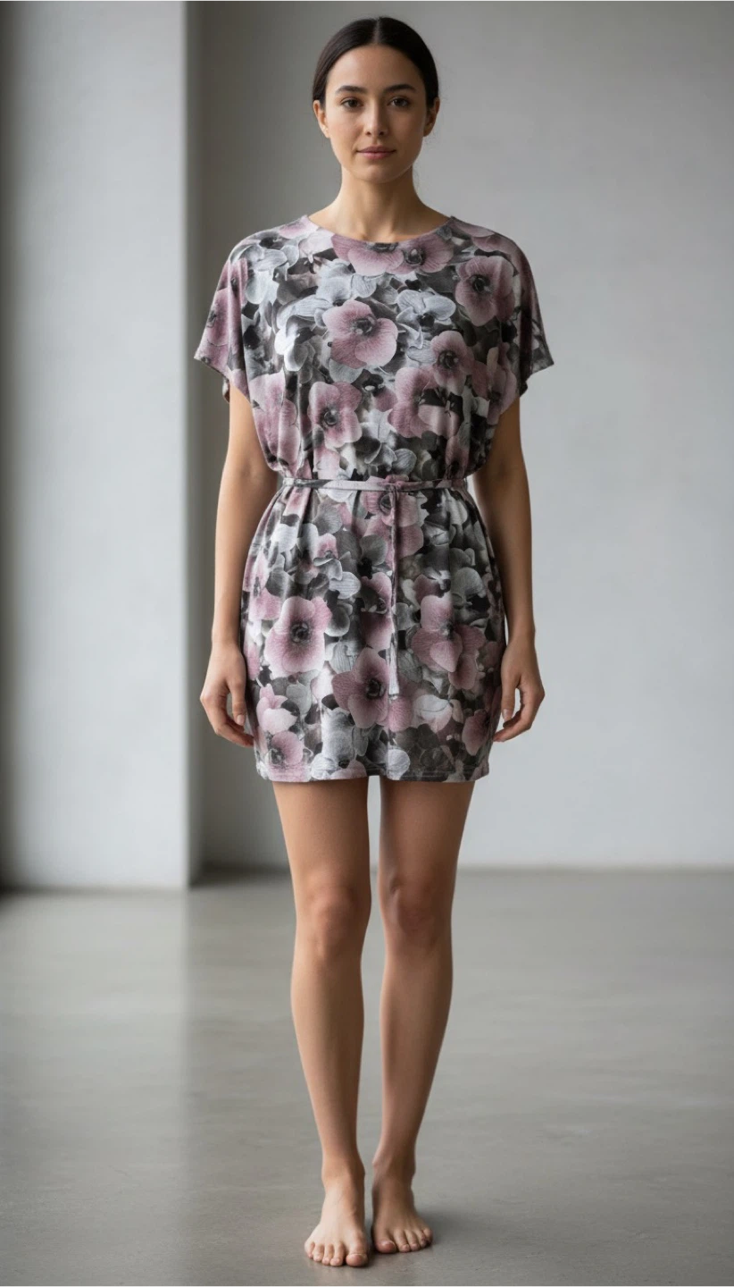 Women's Floral Print Tie-Waist Dress, Size M - photo 2