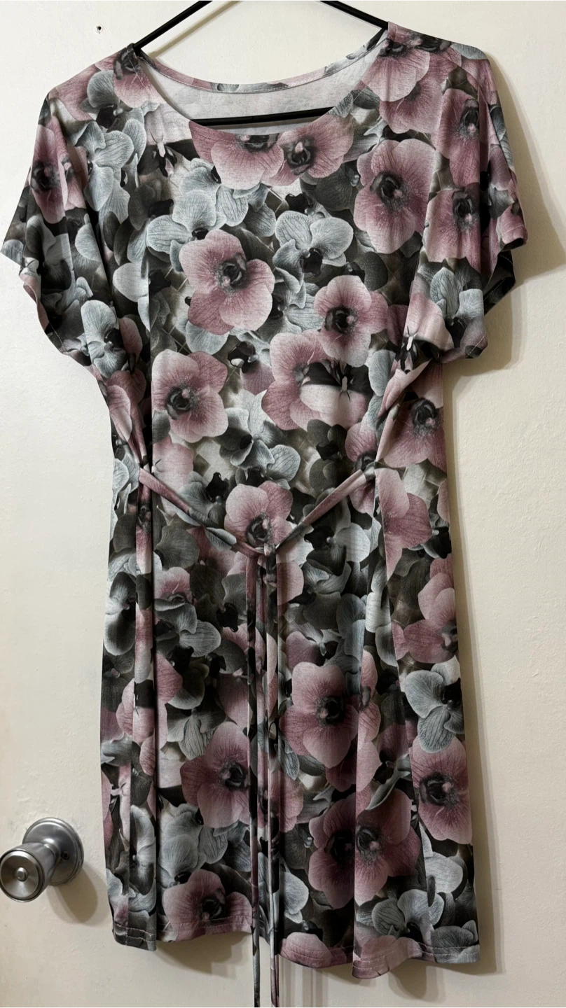Women's Floral Print Tie-Waist Dress, Size M - photo 4