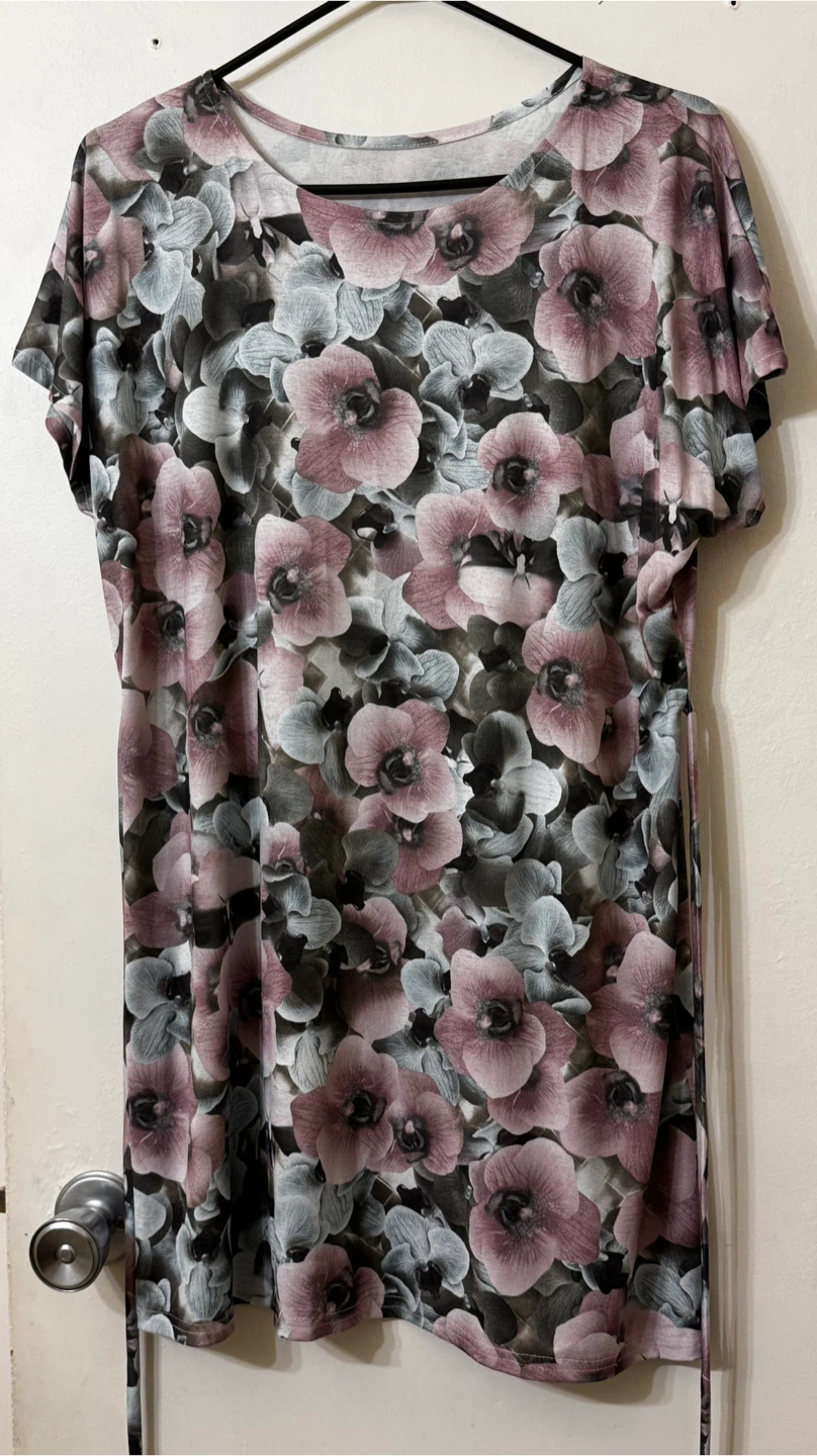 Women's Floral Print Tie-Waist Dress, Size M - photo 3