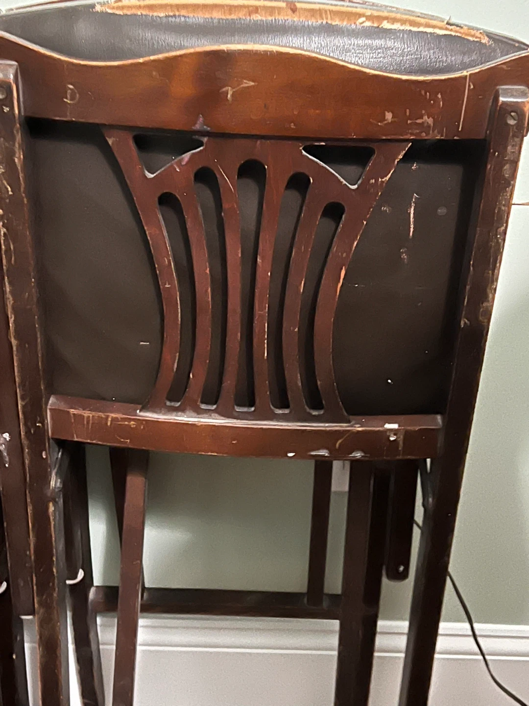 Vintage set of 4  Wooden Dining Chair with Upholstered Back