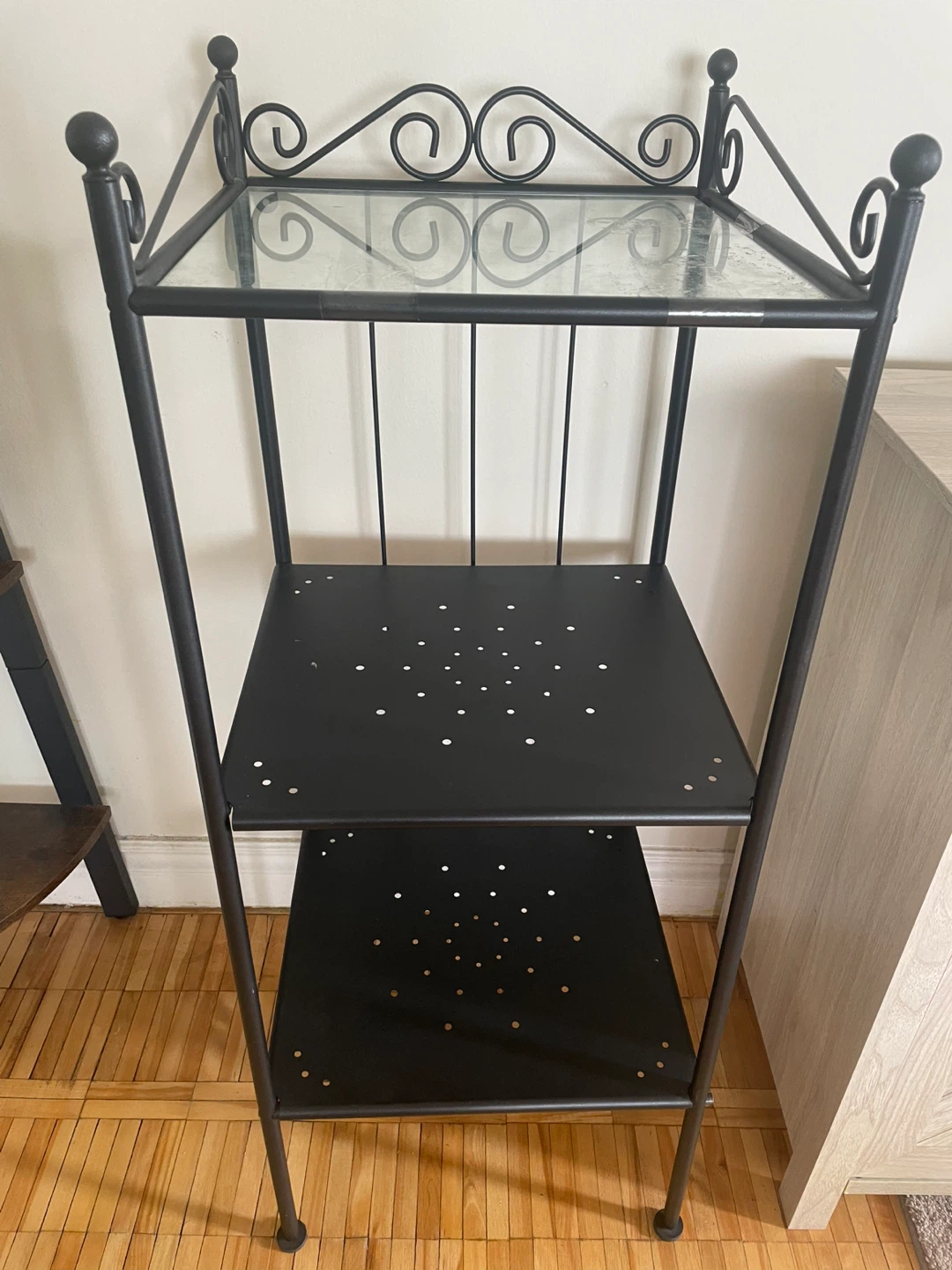 Black Metal and Glass Baker's Rack/Shelf Unit