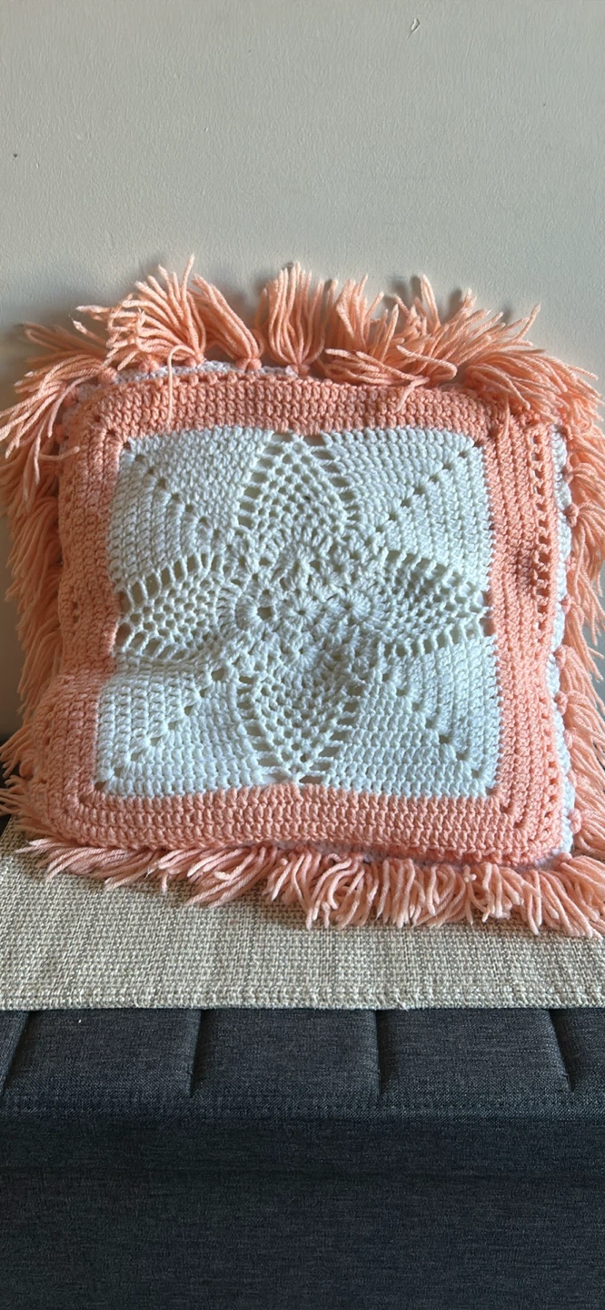 Handmade Crochet Pillow with Fringe - photo 2
