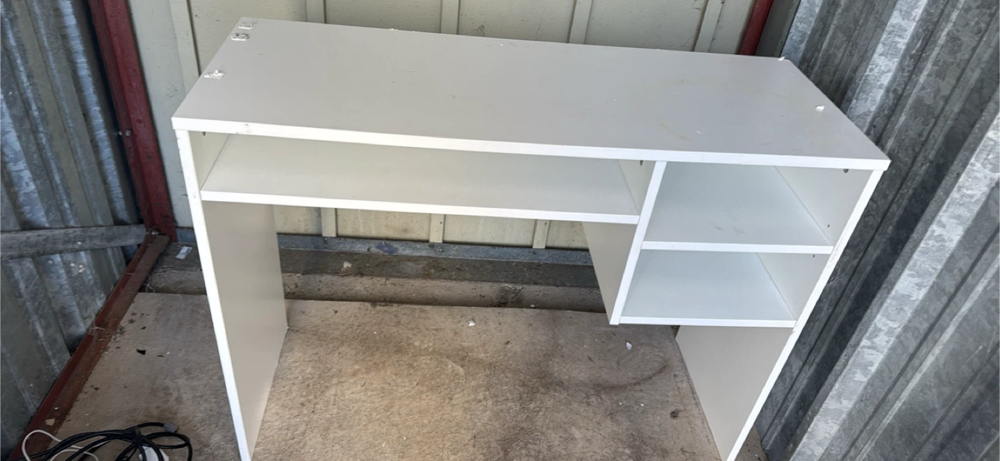 White Compact Desk with Shelving