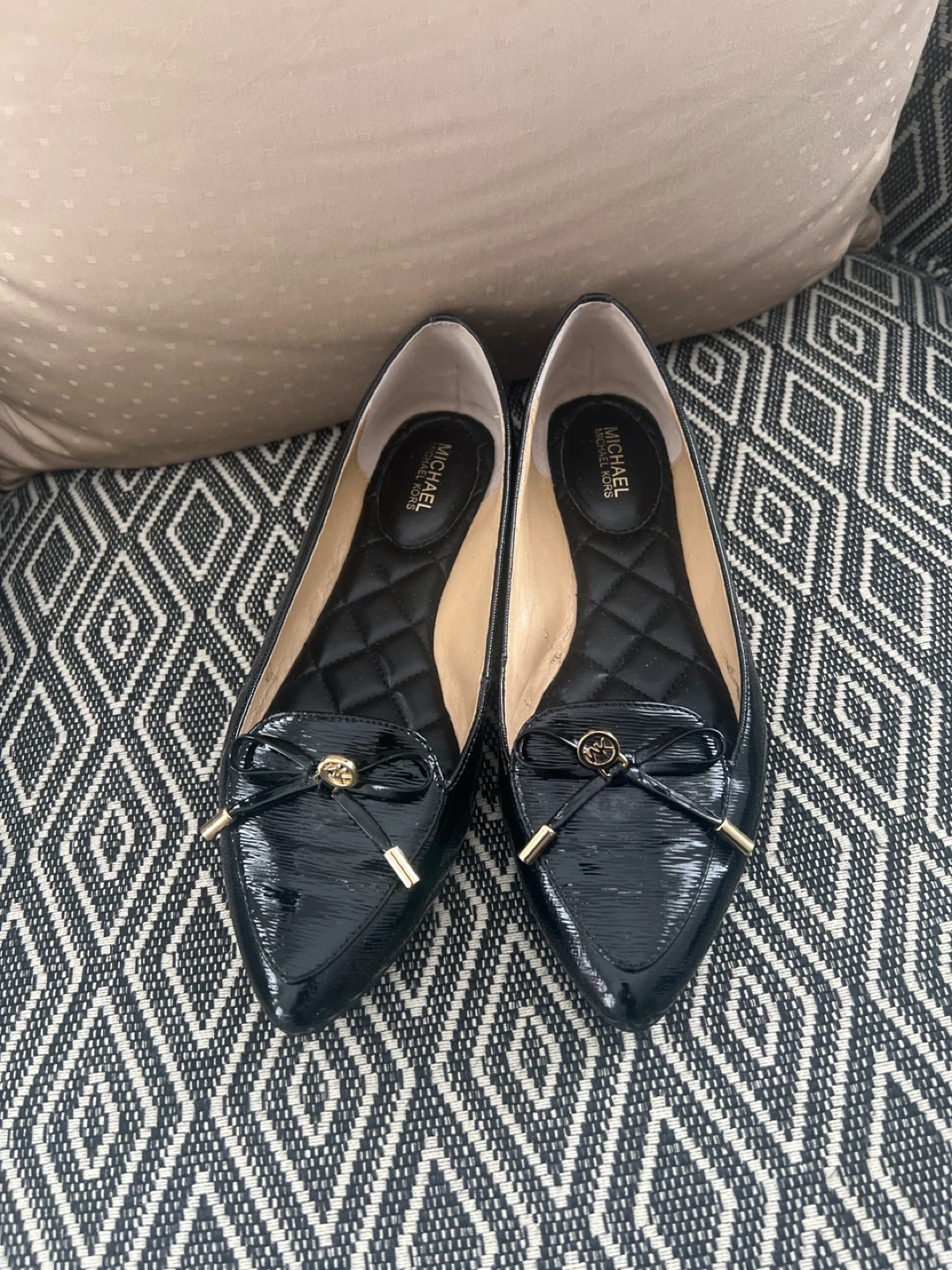 Michael Kors Black Patent Bow Flats