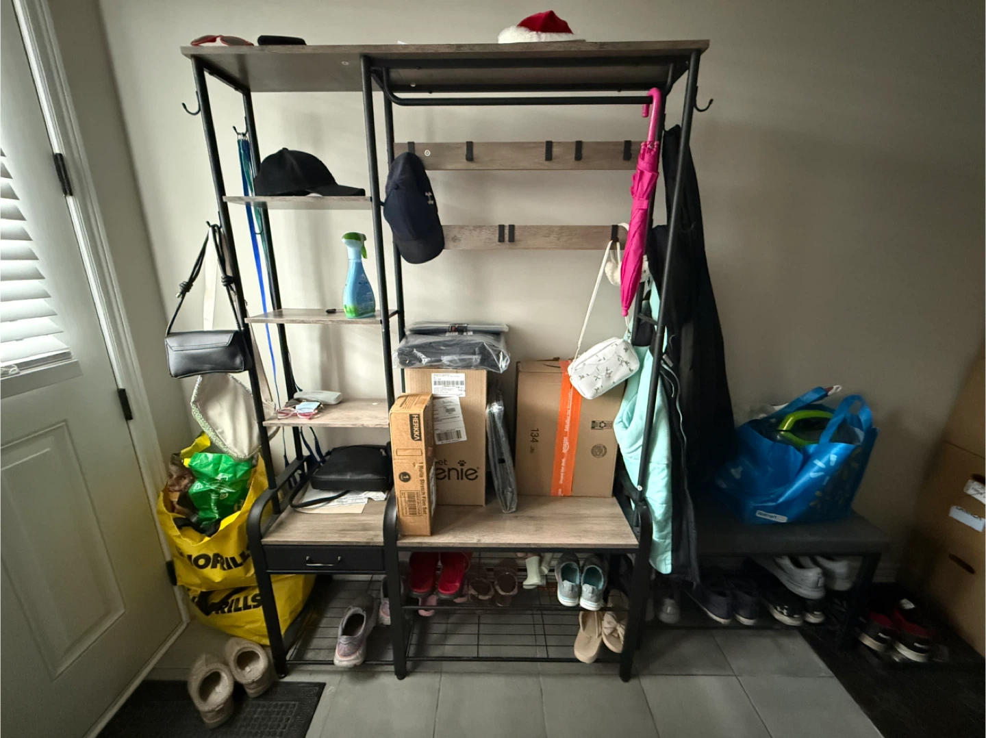 Hall Tree Entryway Storage Shelf with Coat Hooks - photo 2