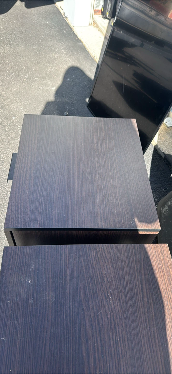 Pair of Dark Wood Nightstands with Drawer and Shelf - photo 2