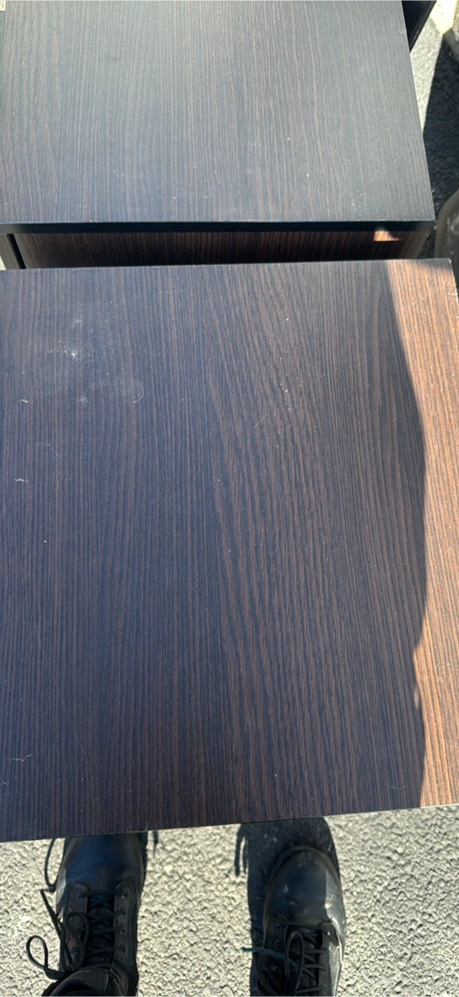 Pair of Dark Wood Nightstands with Drawer and Shelf - photo 4