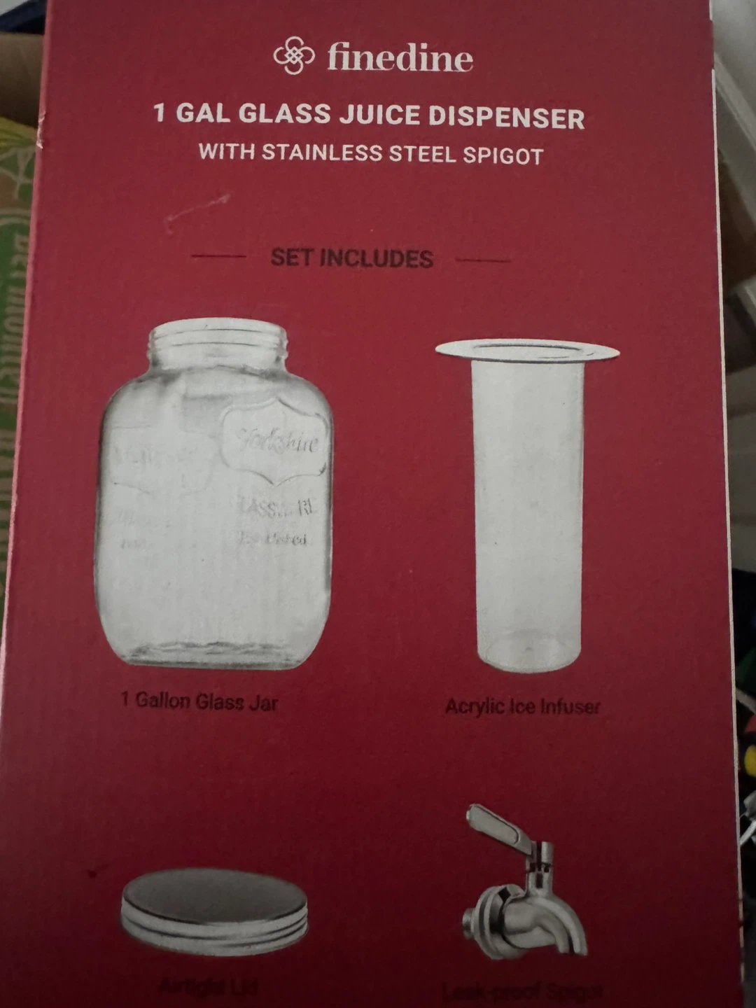 Finedine 1 Gallon Glass Beverage Dispenser – NEW - photo 2