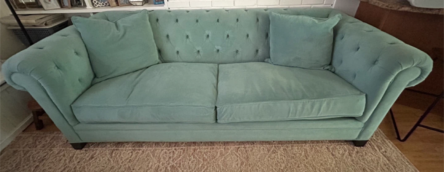 Macy's Chesterfield Sofa - Light Teal Velvet