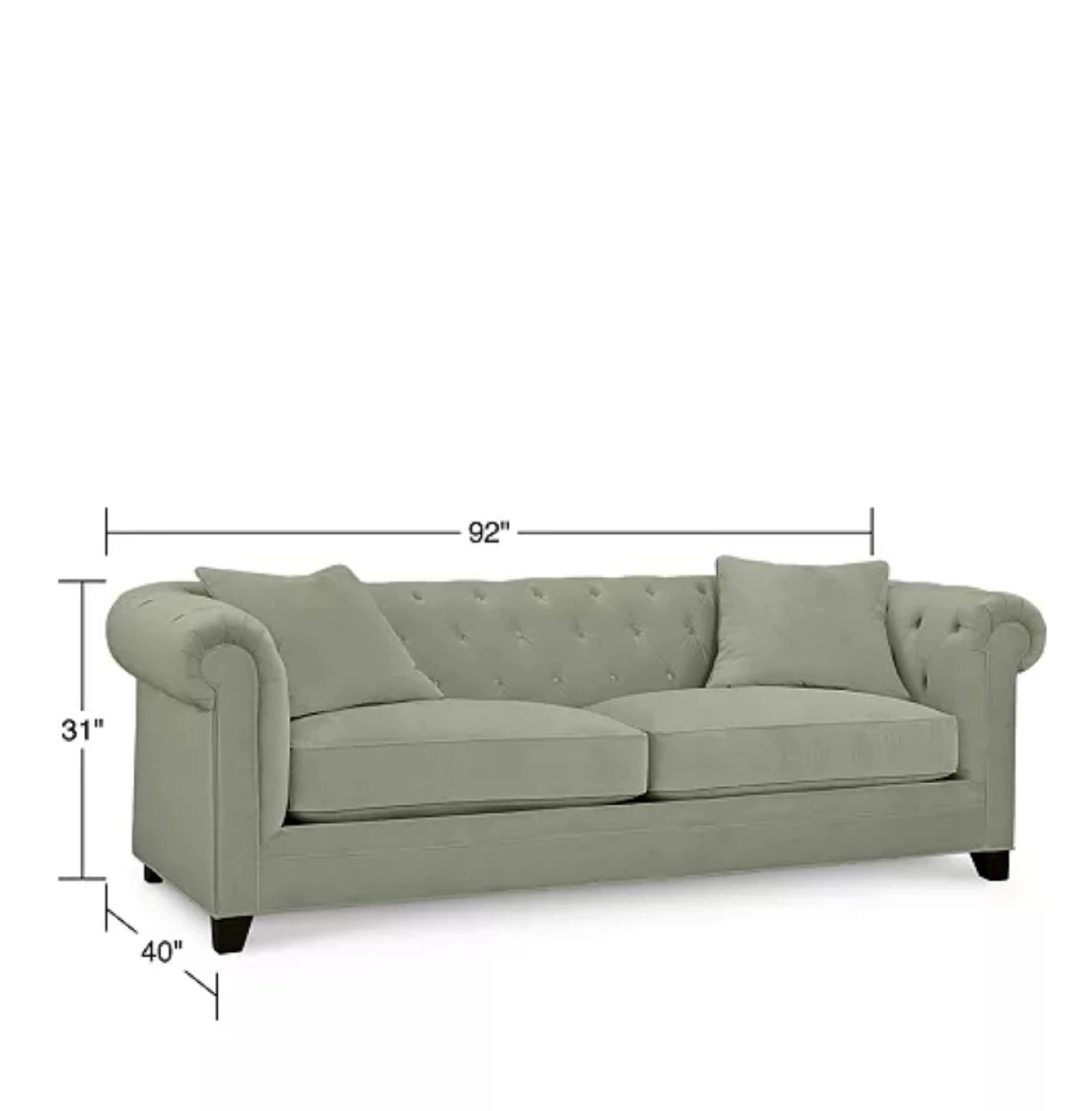 Macy's Chesterfield Sofa - Light Teal Velvet - photo 2