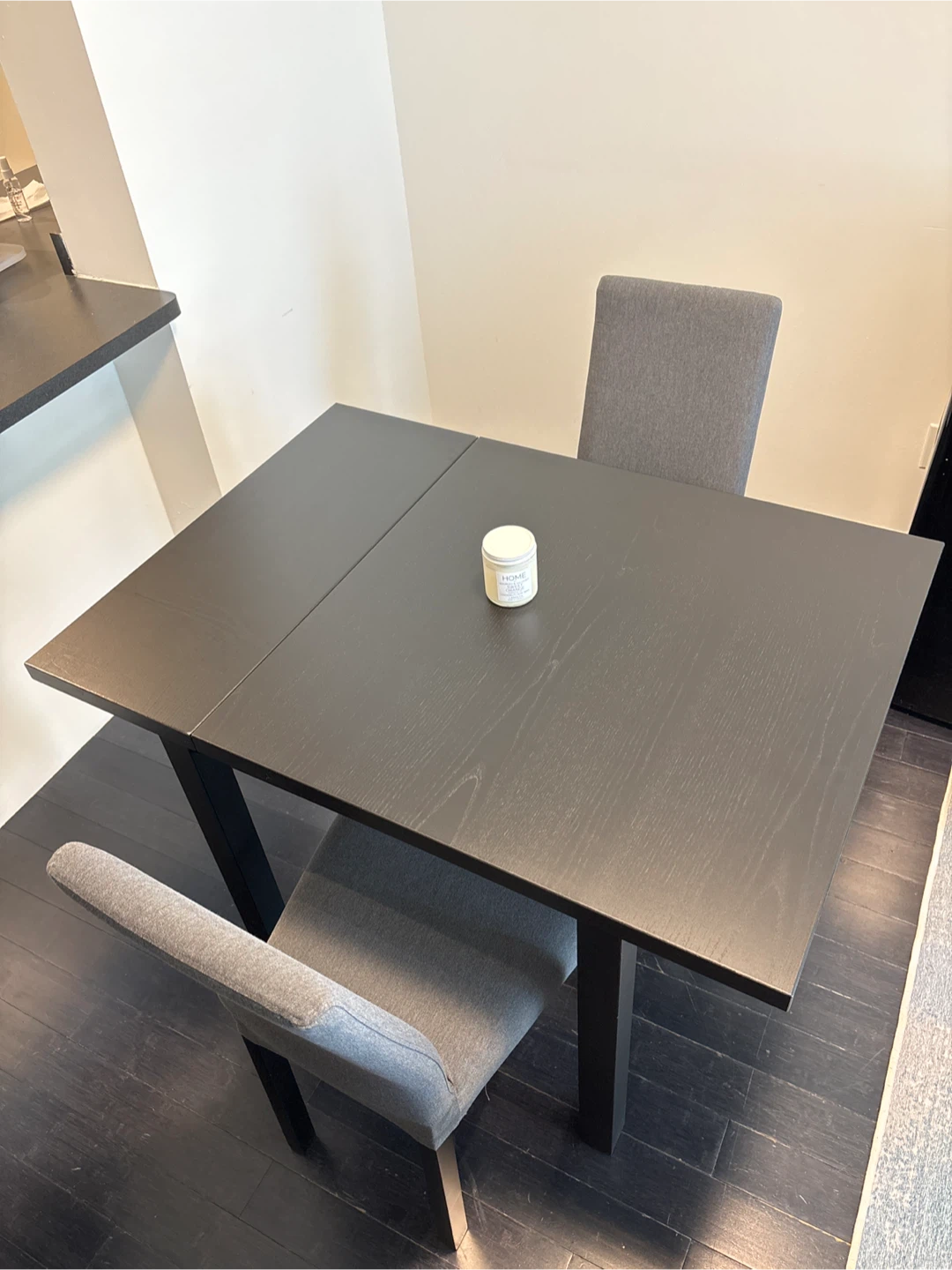 Black Dining Table with 2 Grey Chairs - photo 2