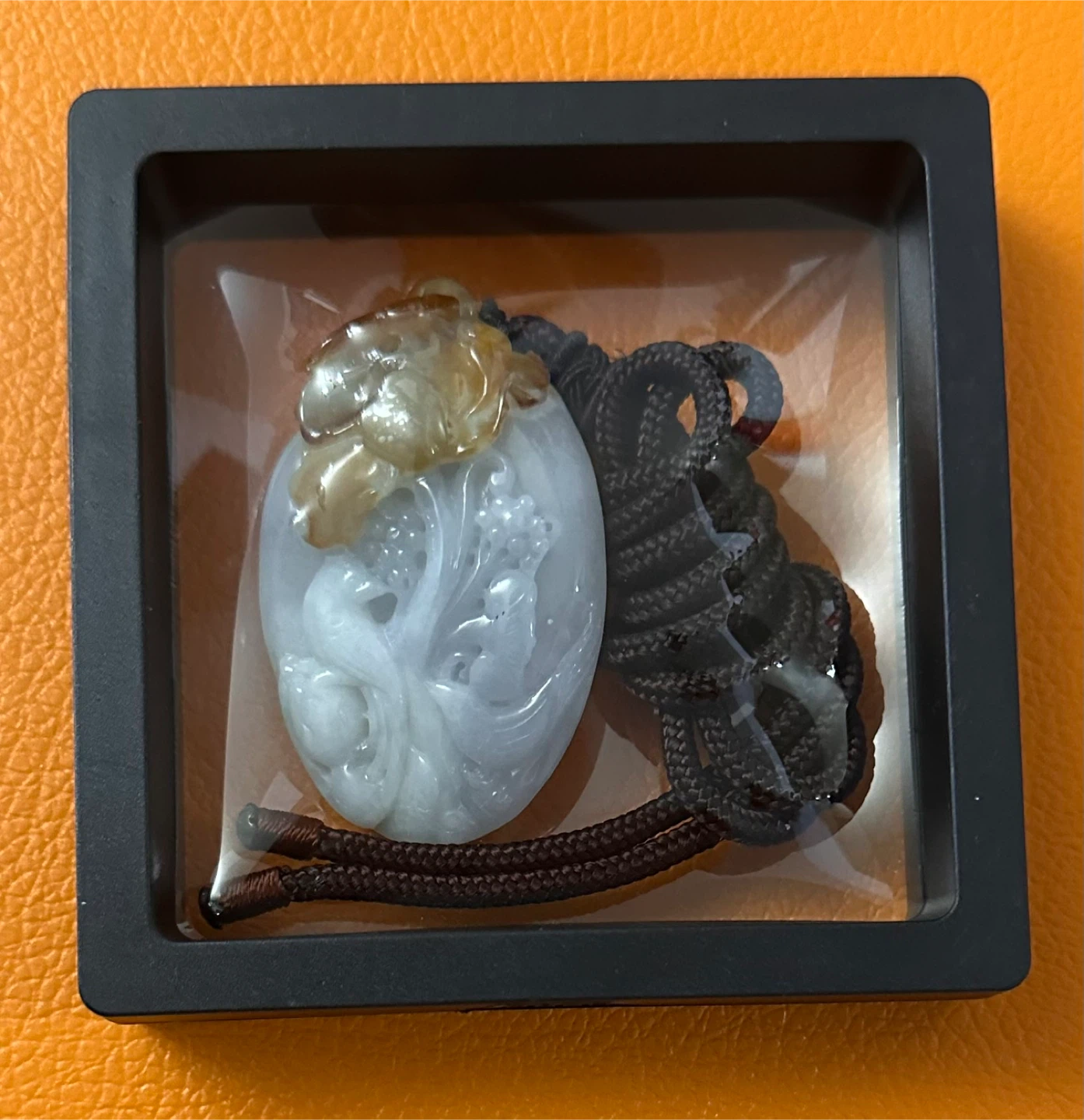 Jade Rare Carved Pendant with Bird and Grapes Design - photo 2