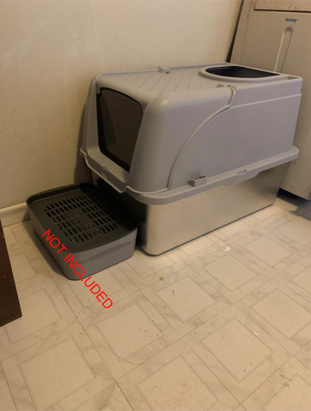 Grey Covered Cat Litter Box with Top Entrance