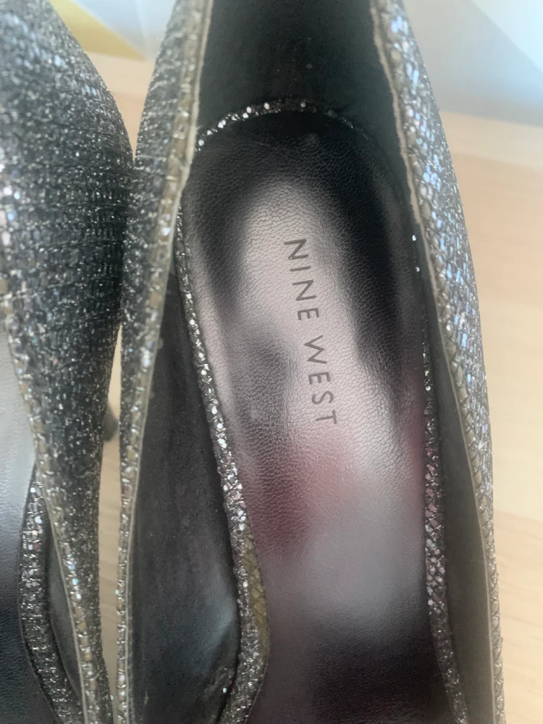 Nine West Glitter Peep-Toe Heels - Size 8.5M - photo 3