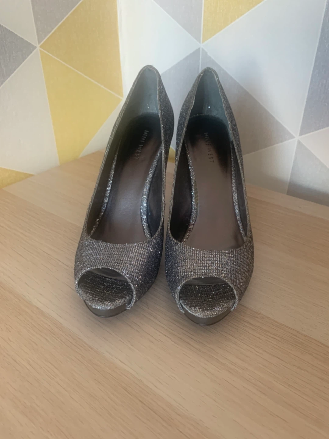 Nine West Glitter Peep-Toe Heels - Size 8.5M - photo 2