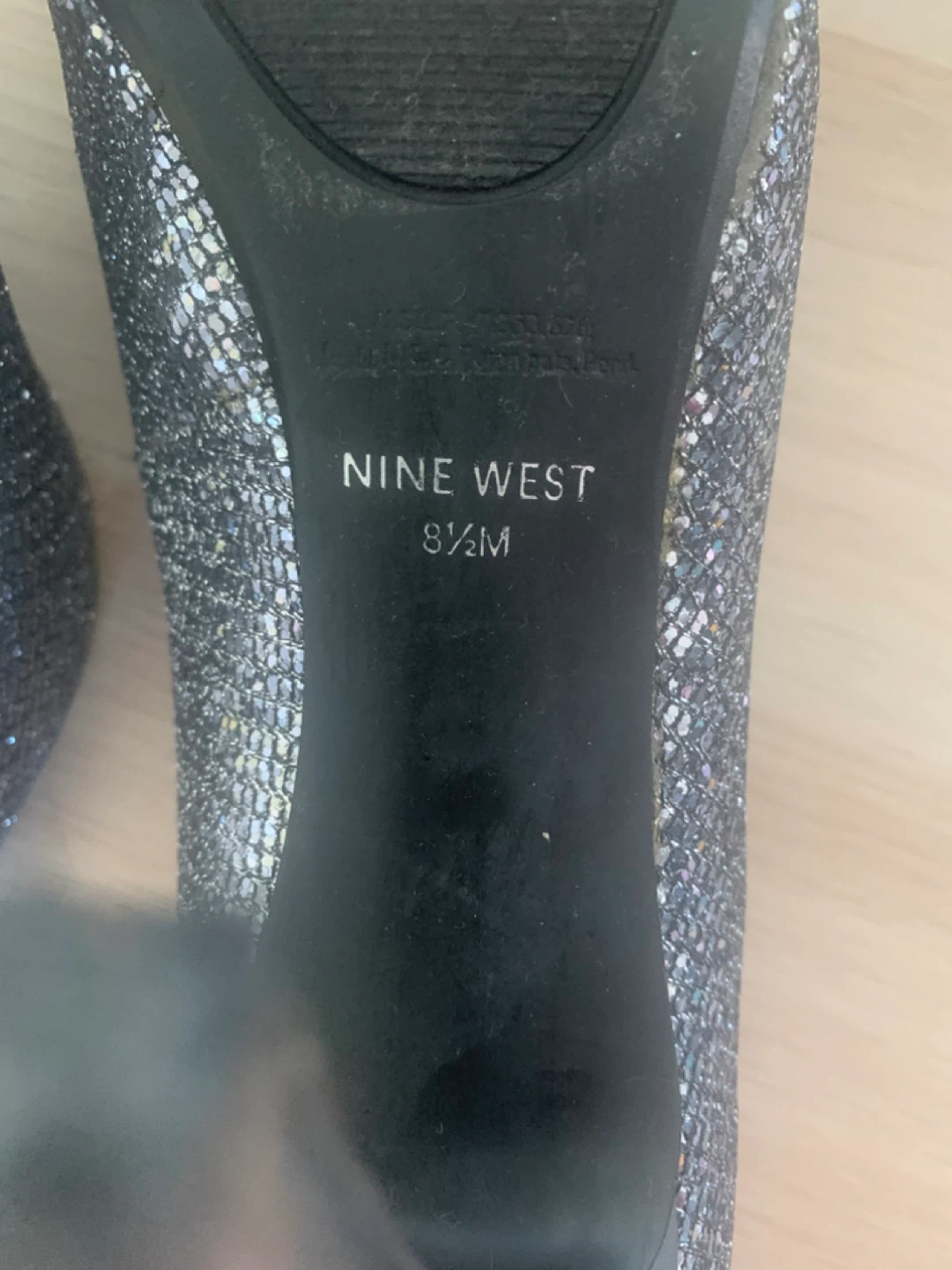 Nine West Glitter Peep-Toe Heels - Size 8.5M - photo 4