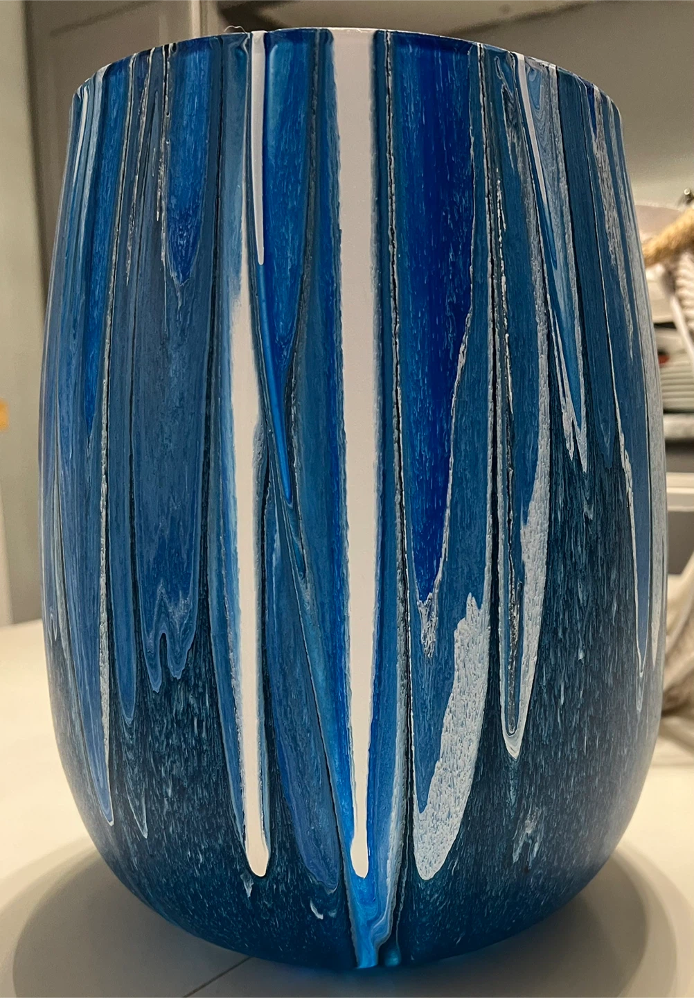 Blue and White Drip Pattern Vase - photo 2
