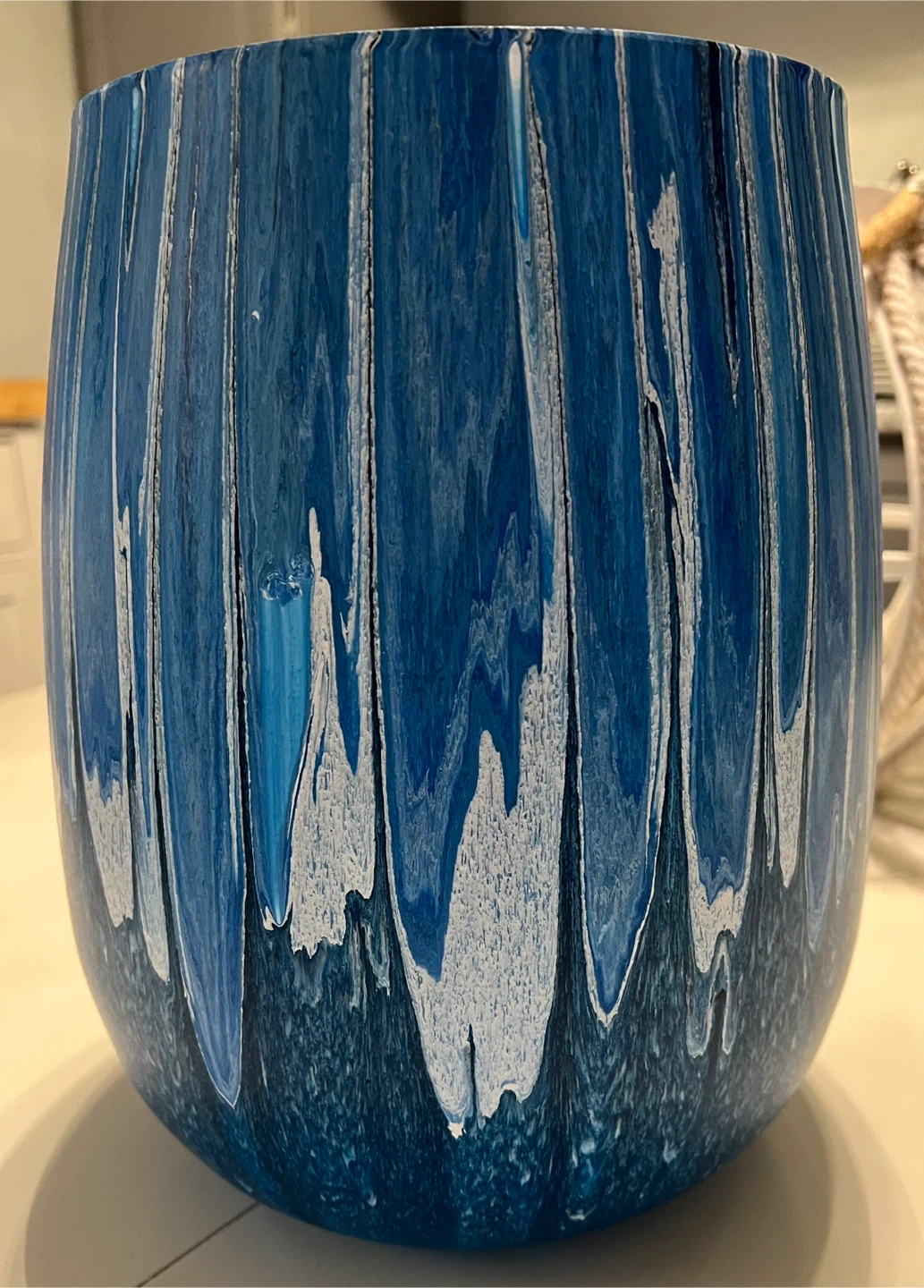 Blue and White Drip Pattern Vase