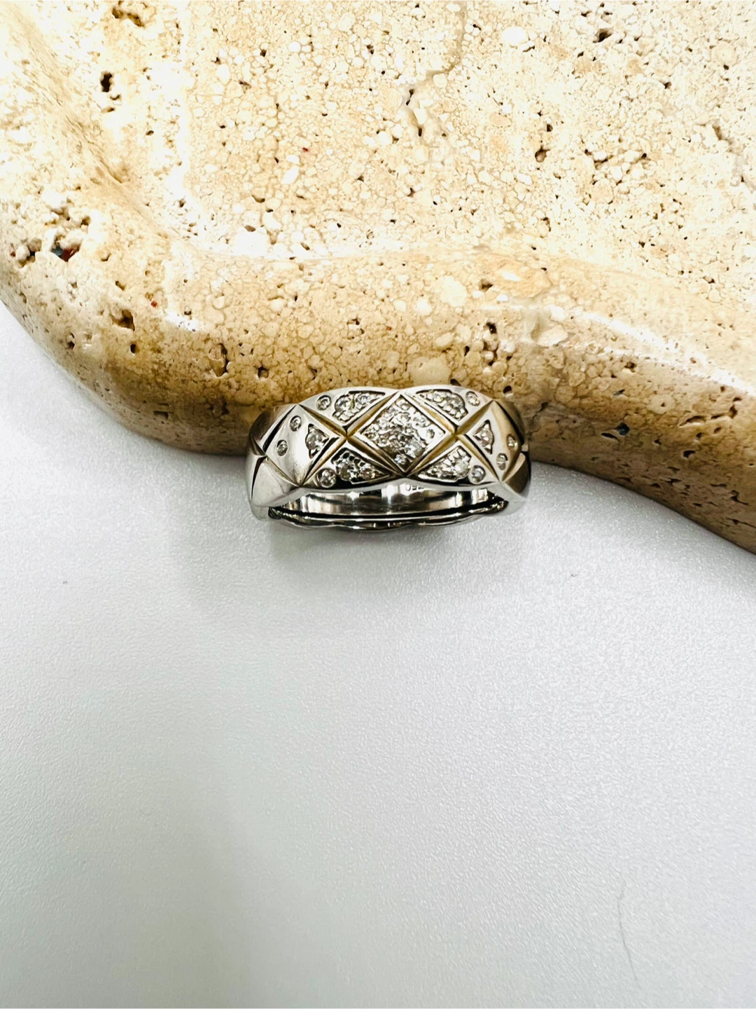 Diamond patterned design 925 Sterling Silver ring - photo 2
