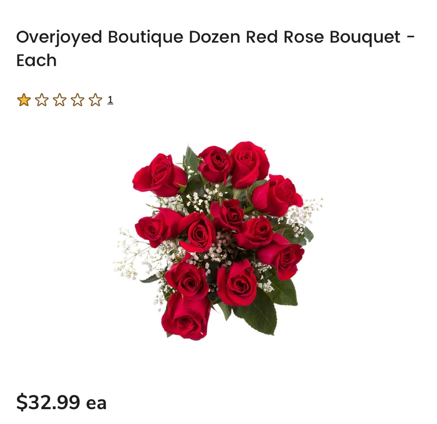 Overjoyed Boutique Dozen Red Rose Bouquet