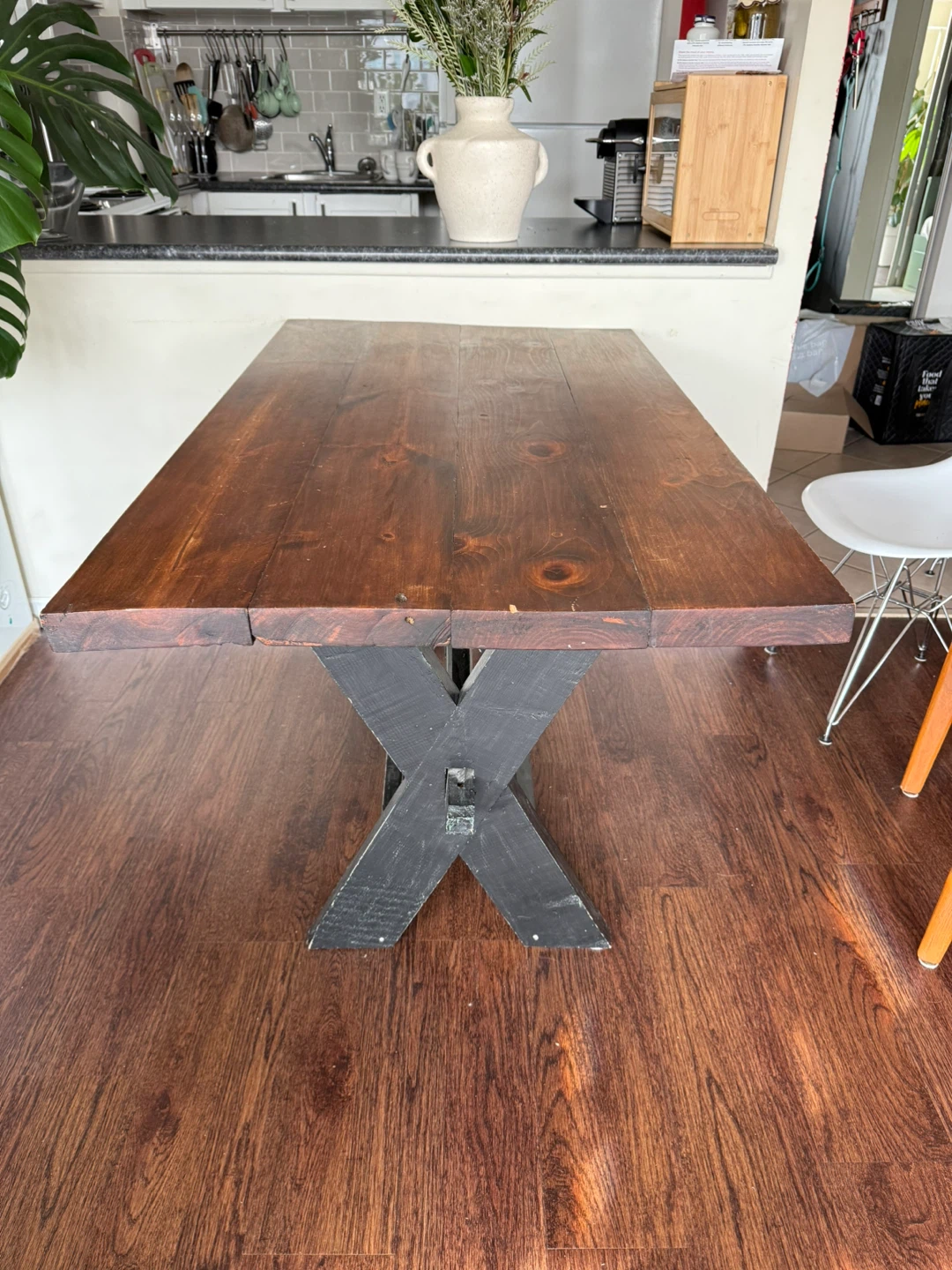 Rustic Wood Dining Table with X-Base - photo 2