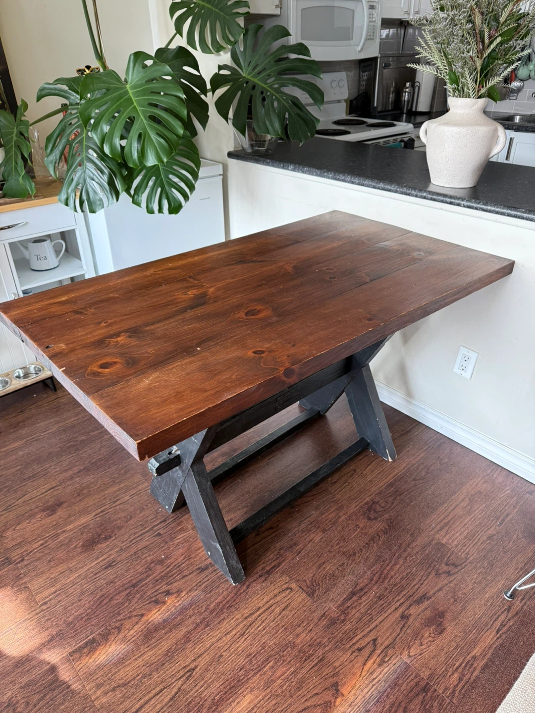 Rustic Wood Dining Table with X-Base