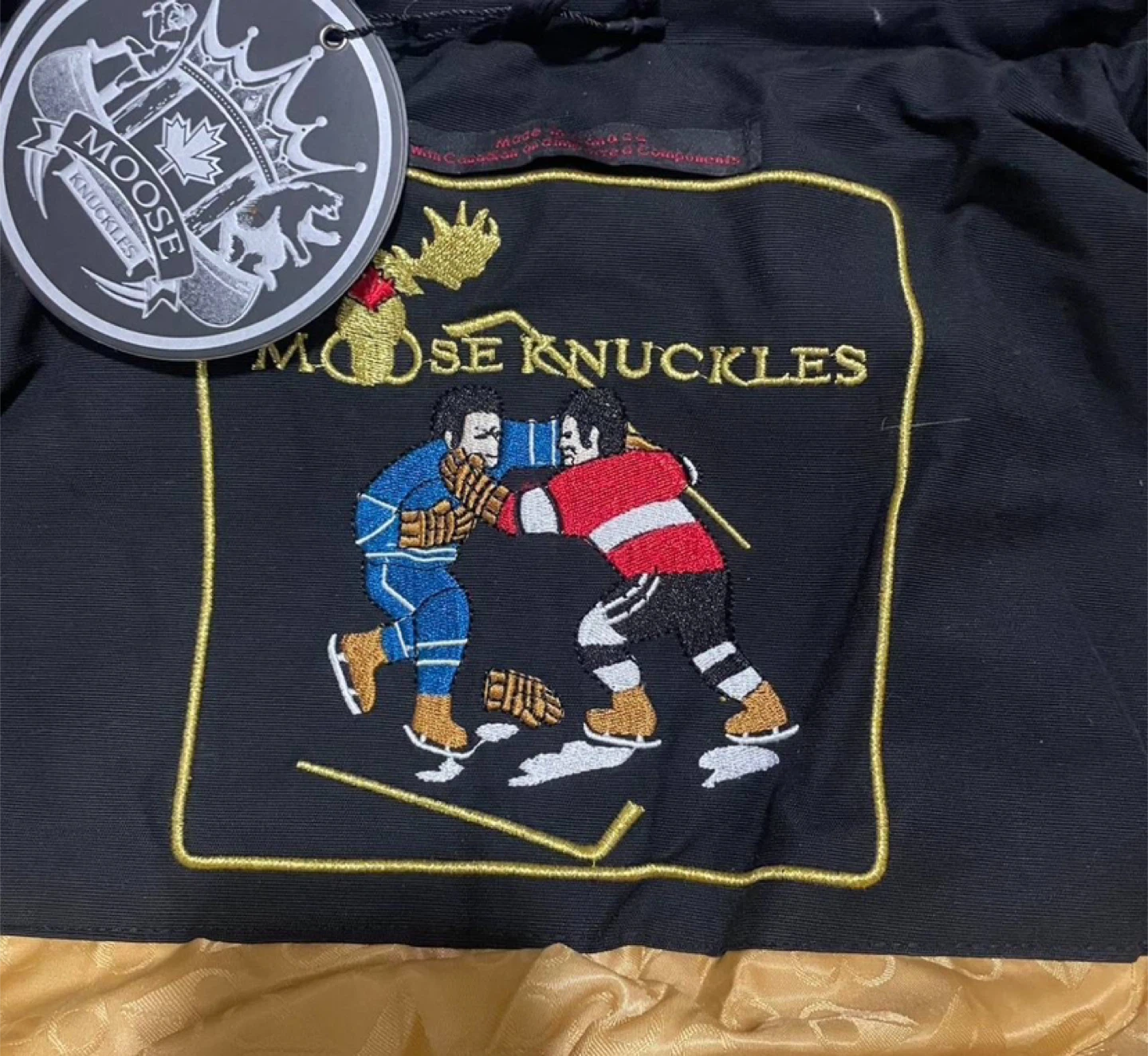 Moose Knuckles Black/Gold Bomber Jacket - Size S - photo 4