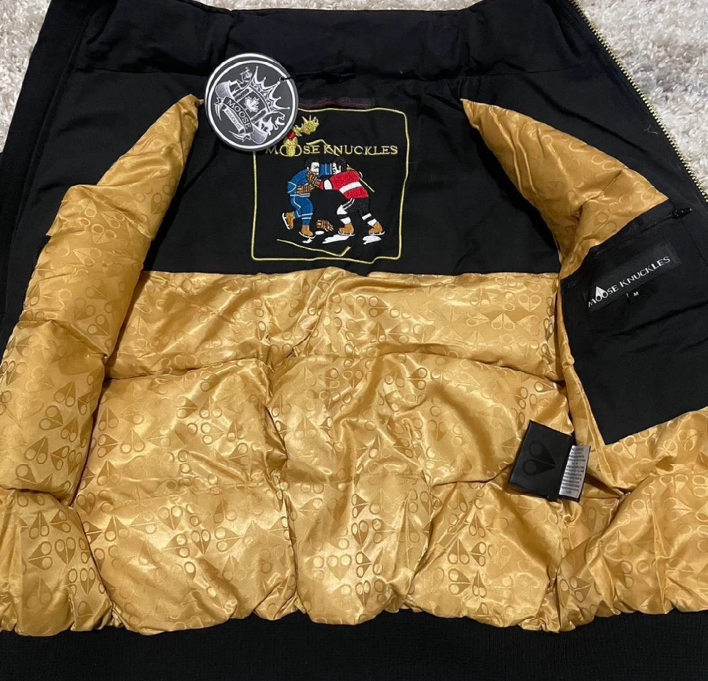Moose Knuckles Black/Gold Bomber Jacket - Size S - photo 3