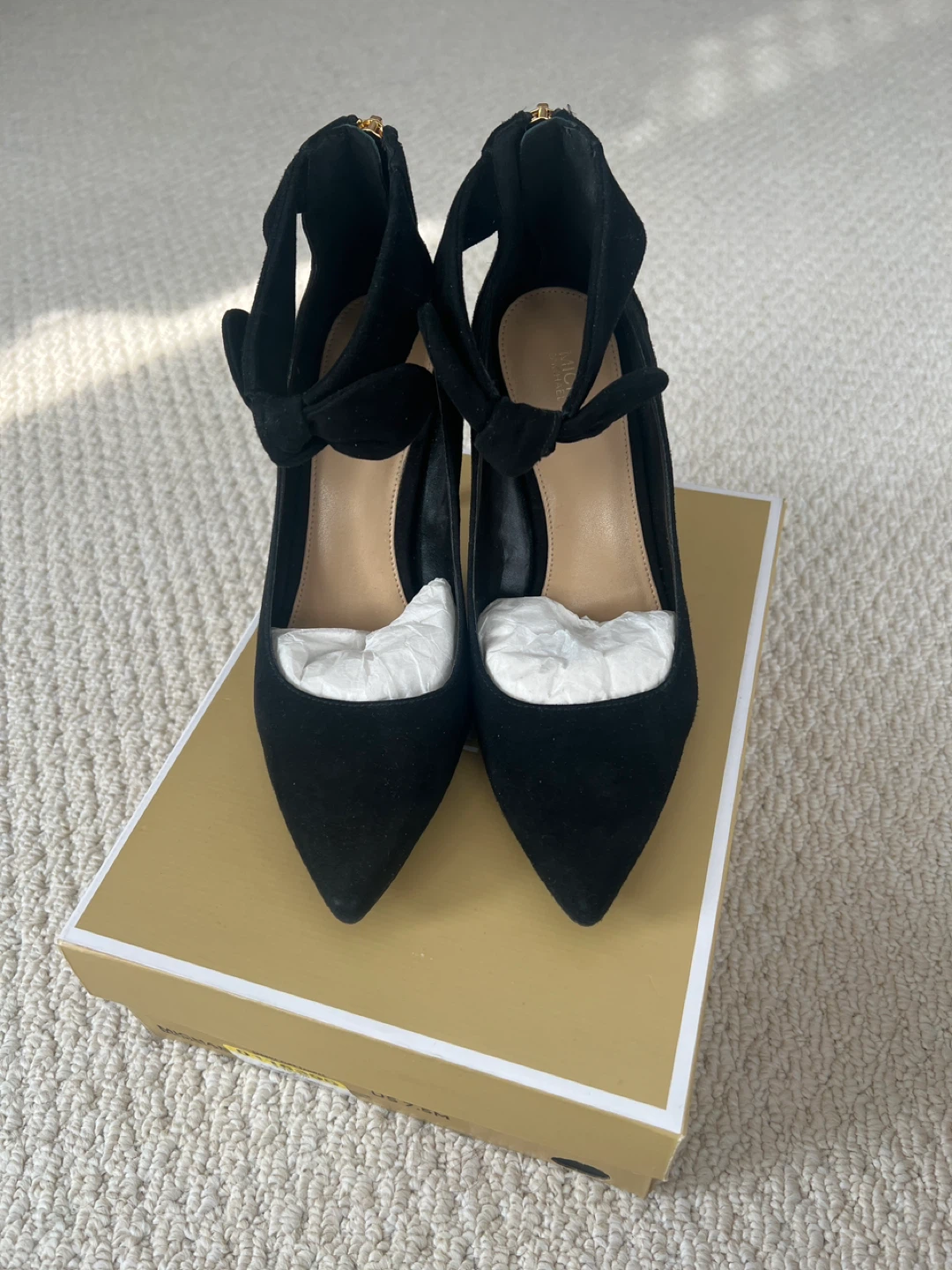 Michael Kors Black Suede Serena Flex Sandal Heels US 7.5M