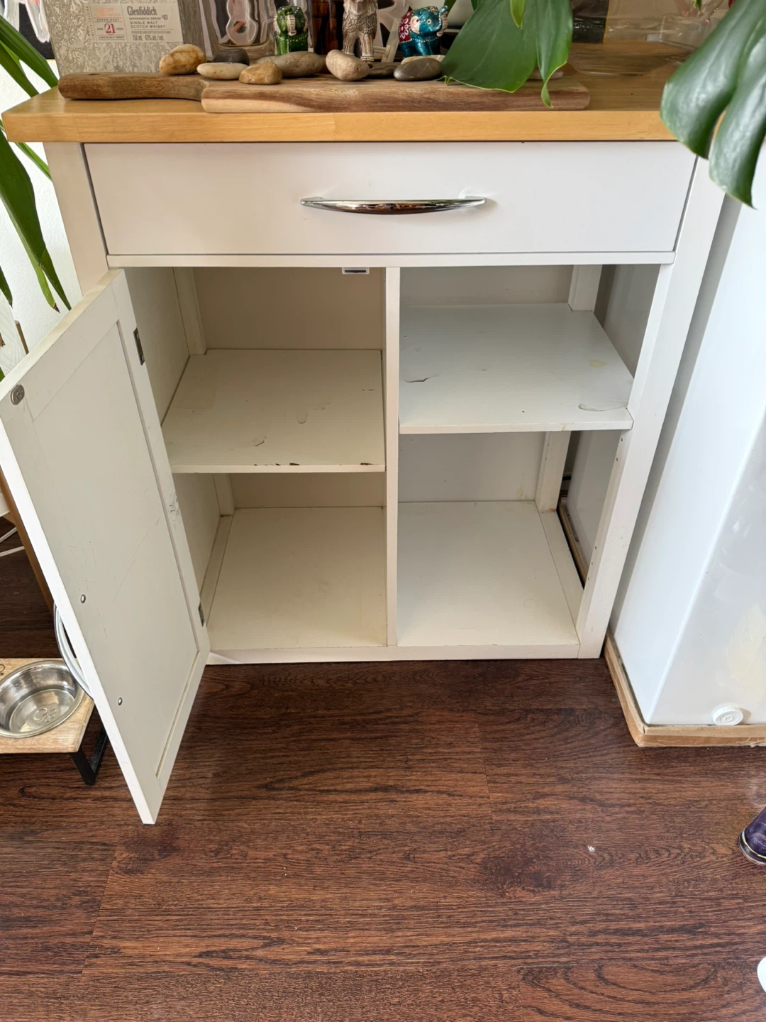 White Storage Cabinet or Bar Cart with Drawer - photo 2