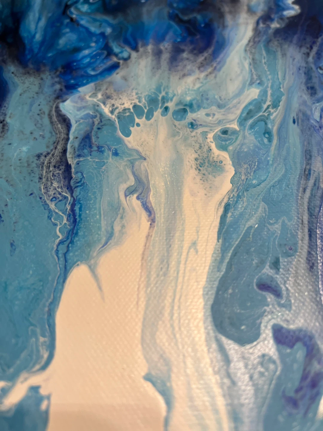 “Ocean Wave” Abstract Art Painting - Blue & White Swirls - photo 3
