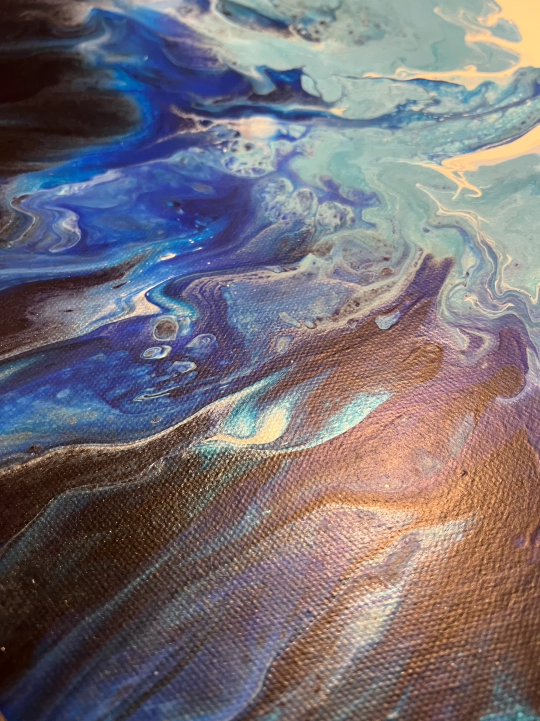 “Ocean Wave” Abstract Art Painting - Blue & White Swirls - photo 2